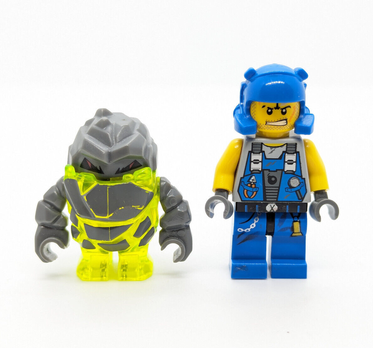 Lego Power Miners 8959 Minifig Lot:  Rex & Sulfurix Neon Green Rock Monster (pm