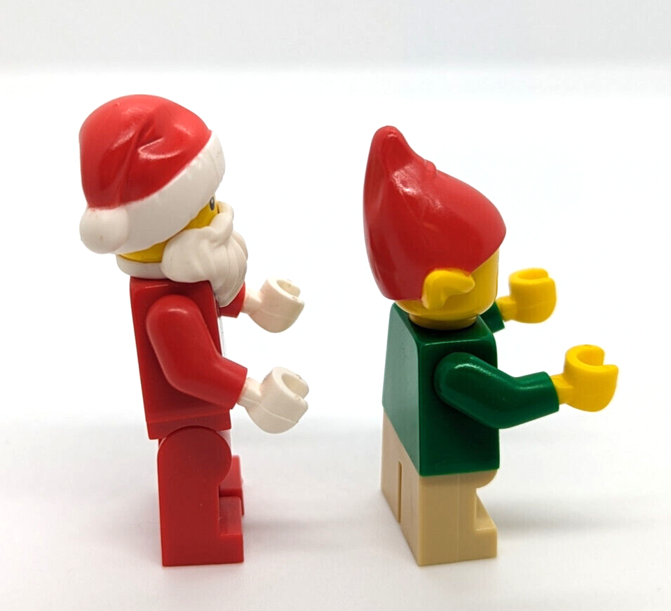LEGO Christmas Minifigure Lot:  Santa Claus (hol036) and BAM 2008 Elf (wtr - StudBee
