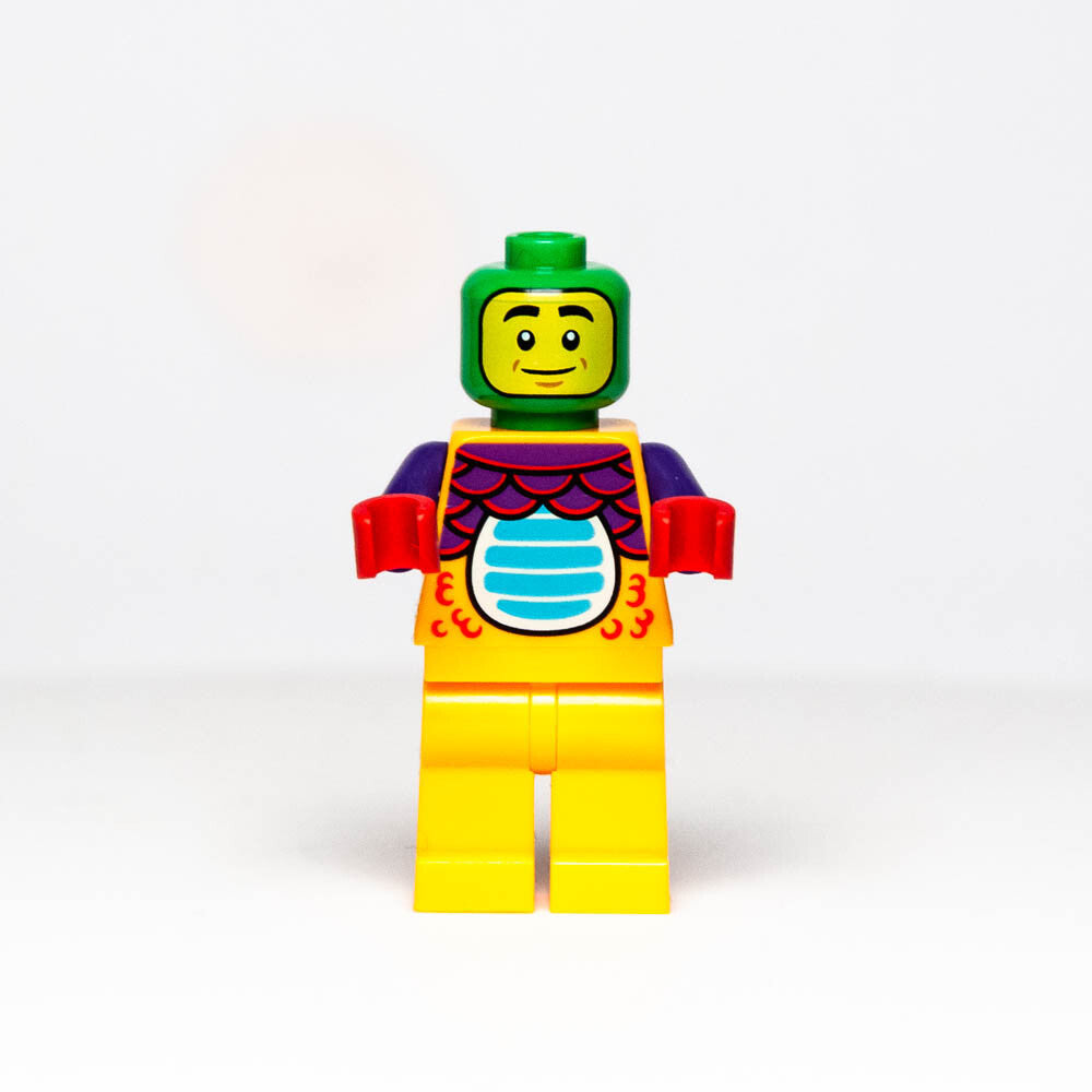 New LEGO City Comic Shop Guy Minifigure Red Orange Dragon