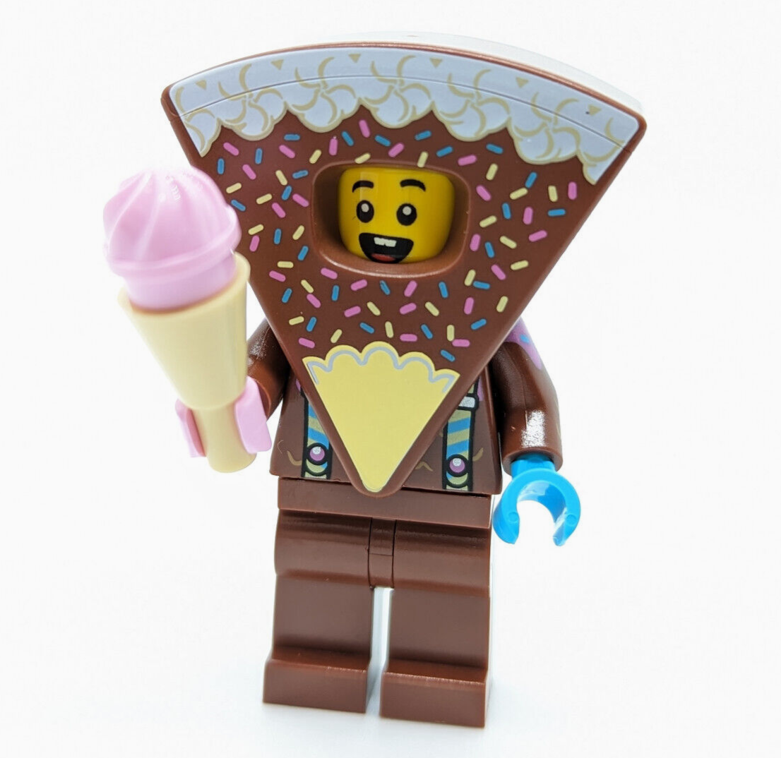 New Lego BAM Chocolate Cake Costume Minifigure w/ Ice Cream (hol296)Birthday - StudBee
