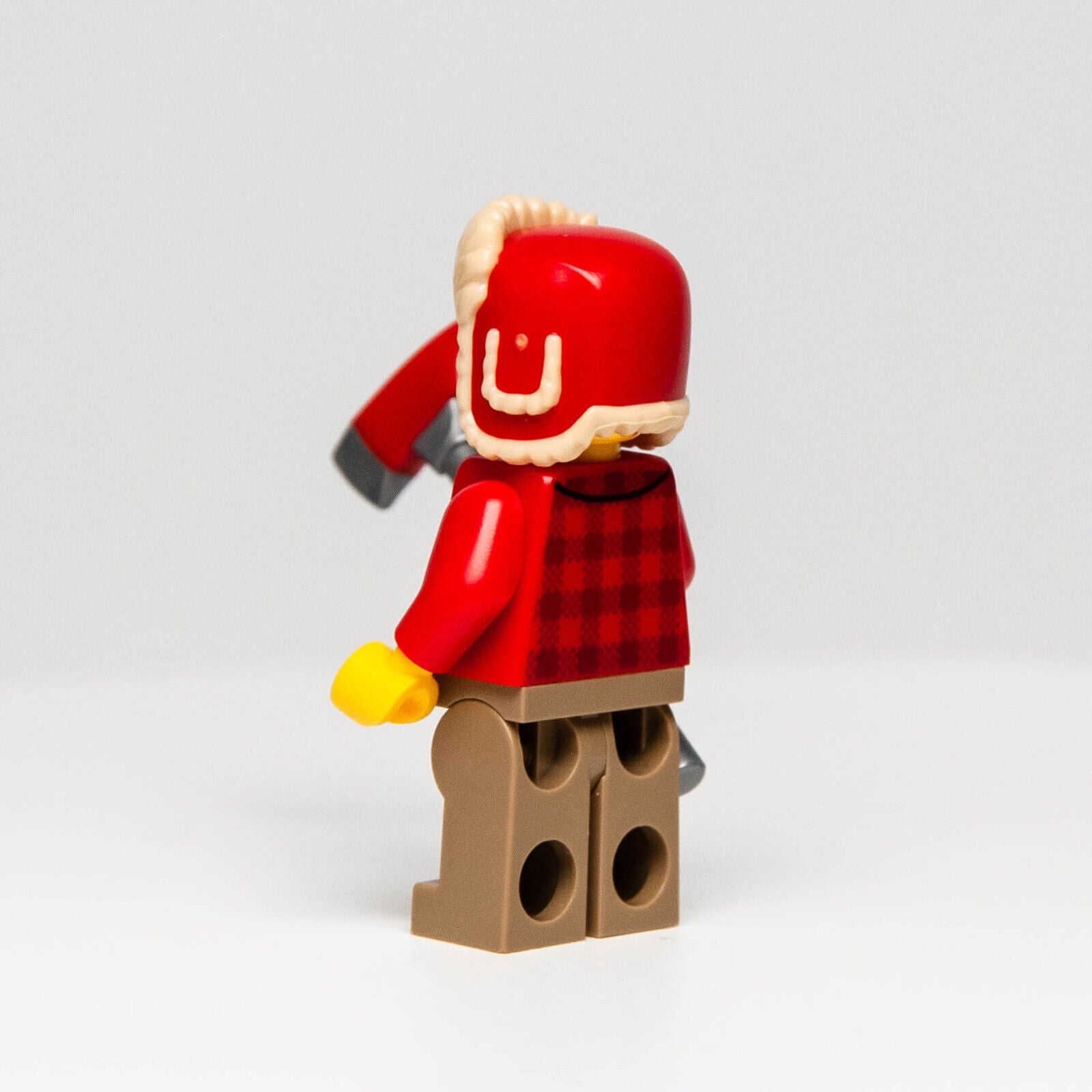 Lego LUMBERJACK Minifigure Scene - Plaid Flannel Shirt, Axe, Wood Logs, Ushanka - StudBee