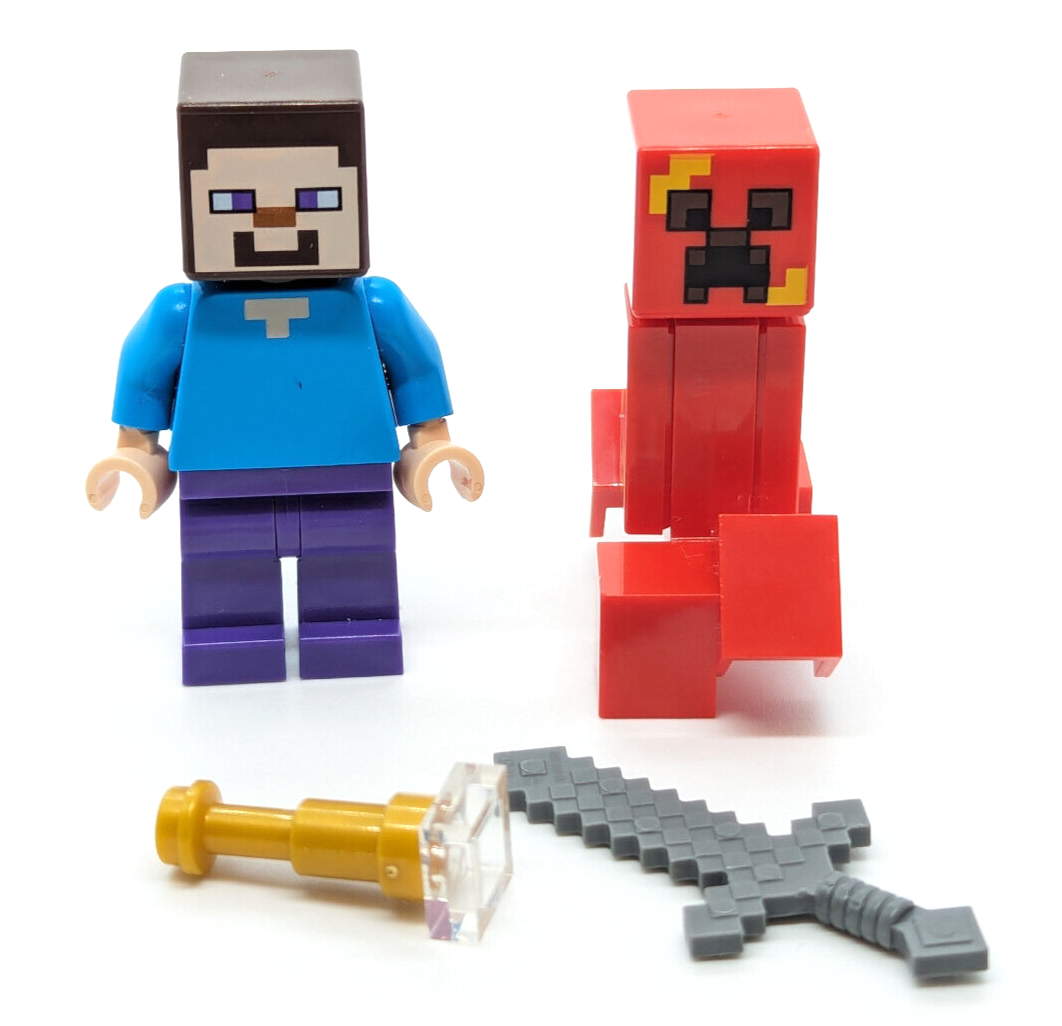 Creeper Minecraft Rexploding Steve LEGO Minecraft Minifigures - Exploding Creeper (min018) & Steve (min00