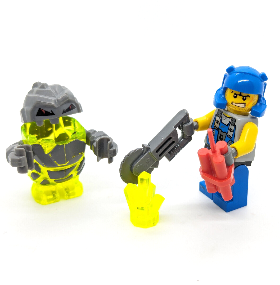 Lego Power Miners 8959 Minifig Lot:  Rex & Sulfurix Neon Green Rock Monster (pm - StudBee