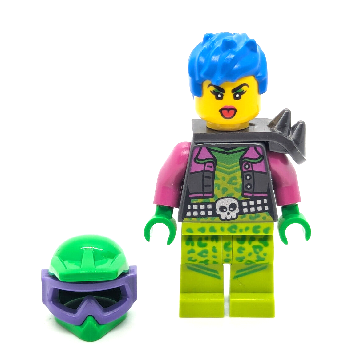 Lego Stuntz Minifigure - Raze (cty1328) 60352 Punk Biker, Blue Hair, Tounge Out - StudBee