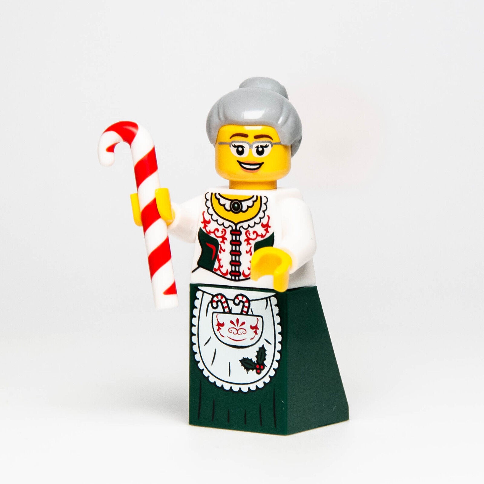 New LEGO 2018 BAM Minifigure: Mrs. Claus Dark Green Skirt & Candy Cane (hol241) - StudBee