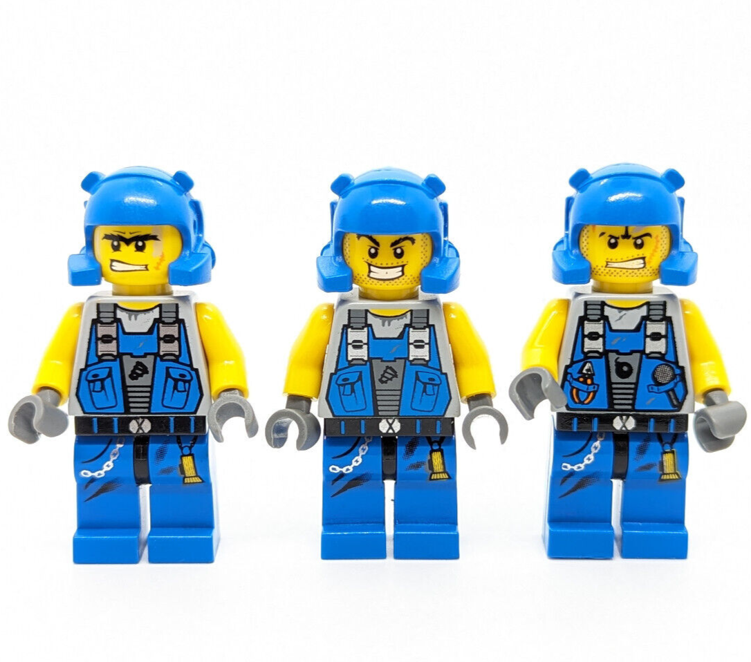 (Lot of 3) Lego Power Miners Minifig w/ Tools & Crystals 8709 Mining Station (pm