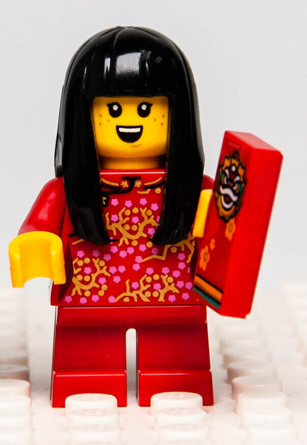 New Lego BAM 2023 Chinese New Year Minifigure - Girl with Nian Head Tile - StudBee