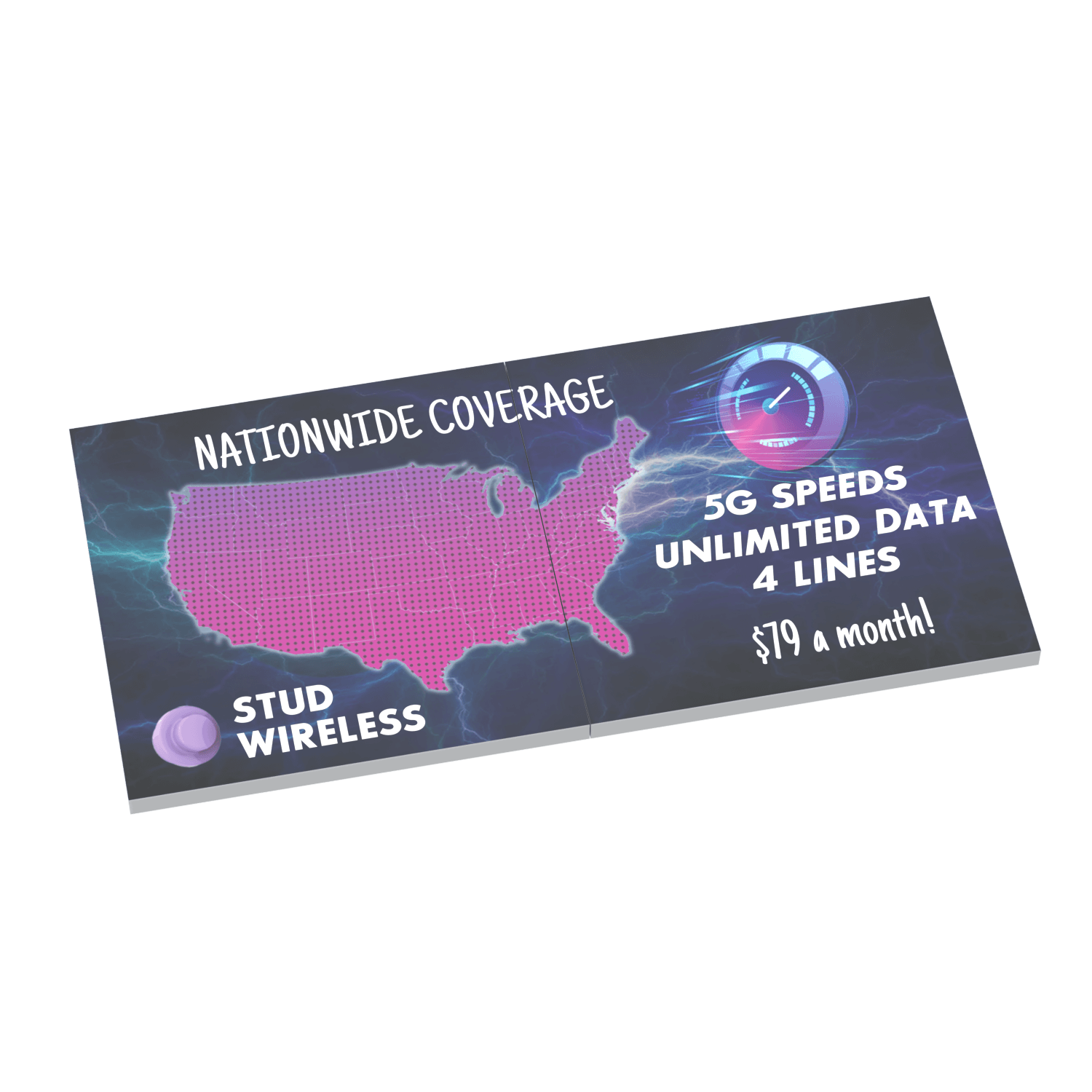 LEGO billboard with printed text for Stud Wireless