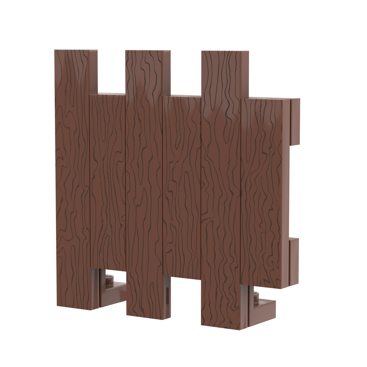 6 custom printed LEGO Tiles to made a custom wood fence panel, with wood grain, on a white background