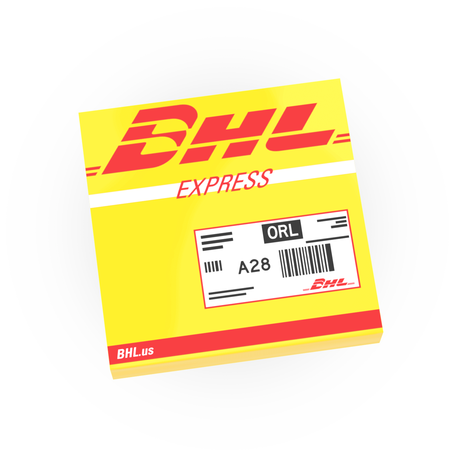 DHL Express shipping package custom printed made using lego parts