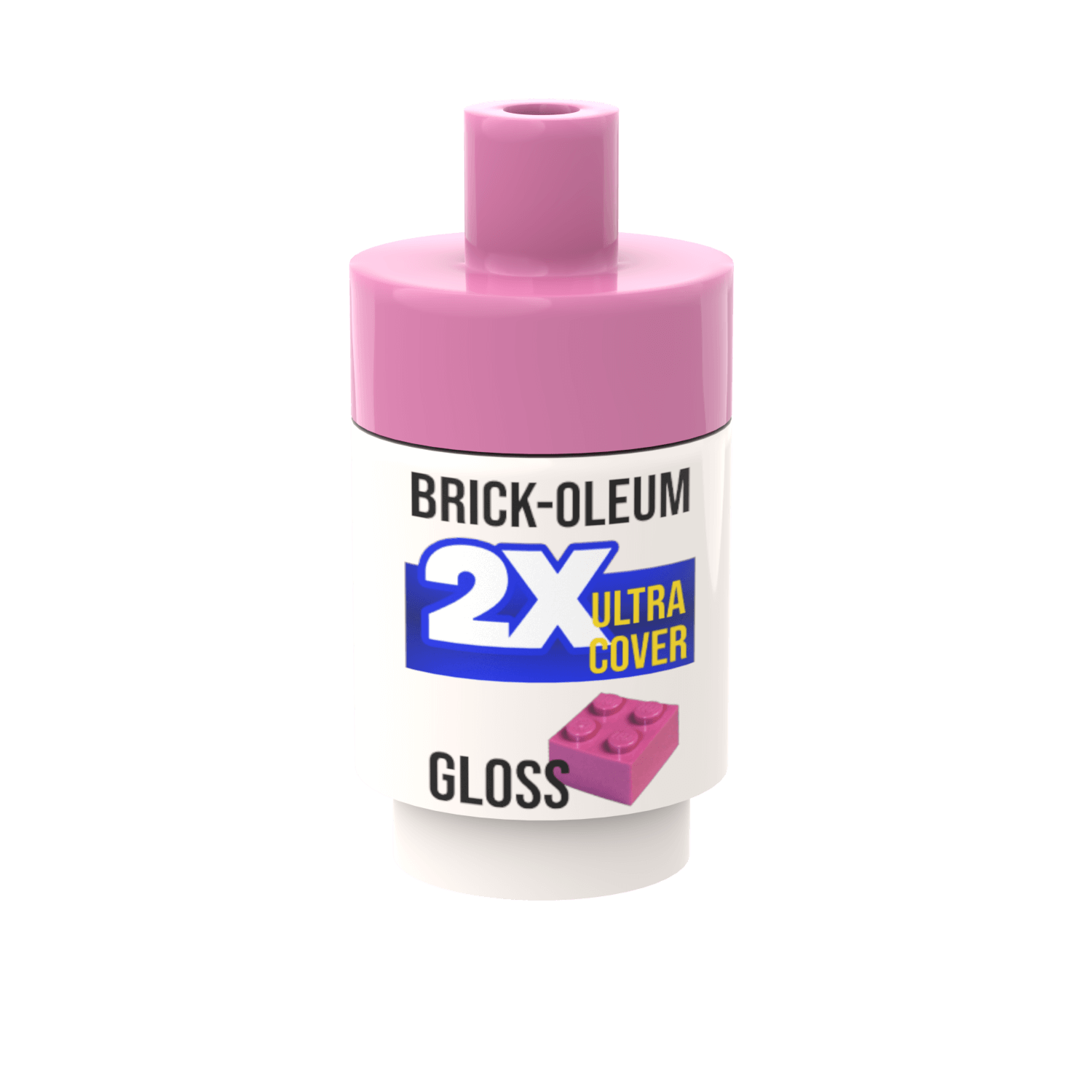 Brick-Oleum 2X Ultra Cover paint canister with pink cap on a white background