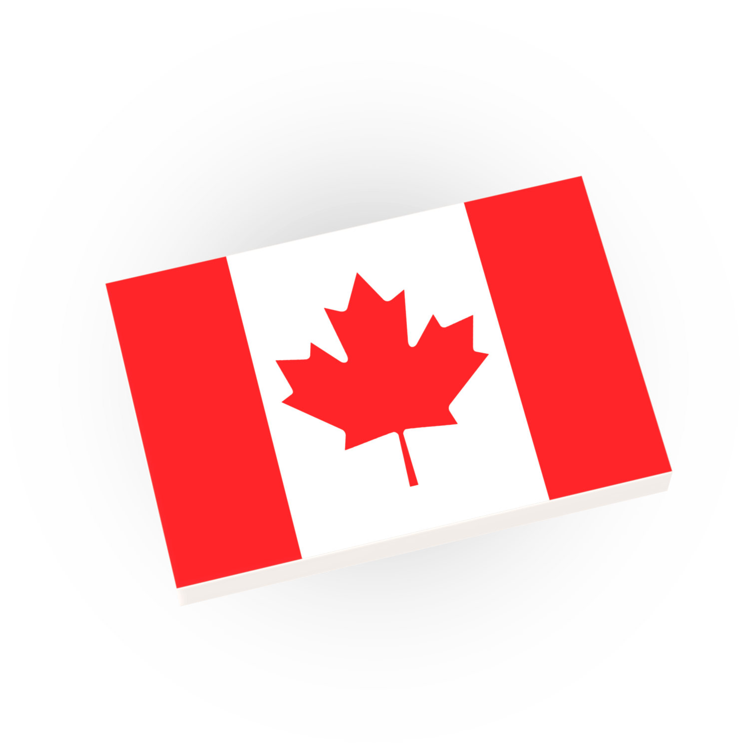 A custom printed Canada country flag on a LEGO® tile.