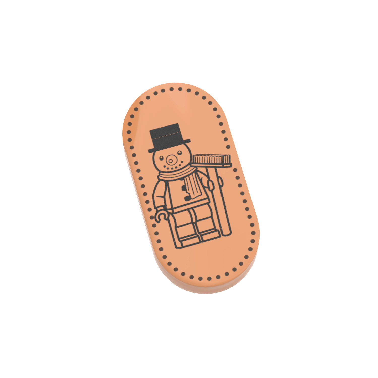 1x2 lego tile coin with a snowman
