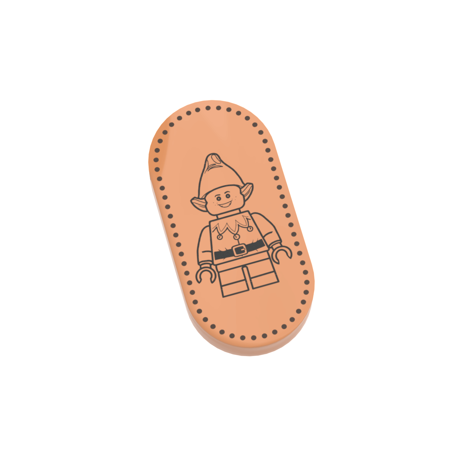 1x2 oval lego tile with an elf
