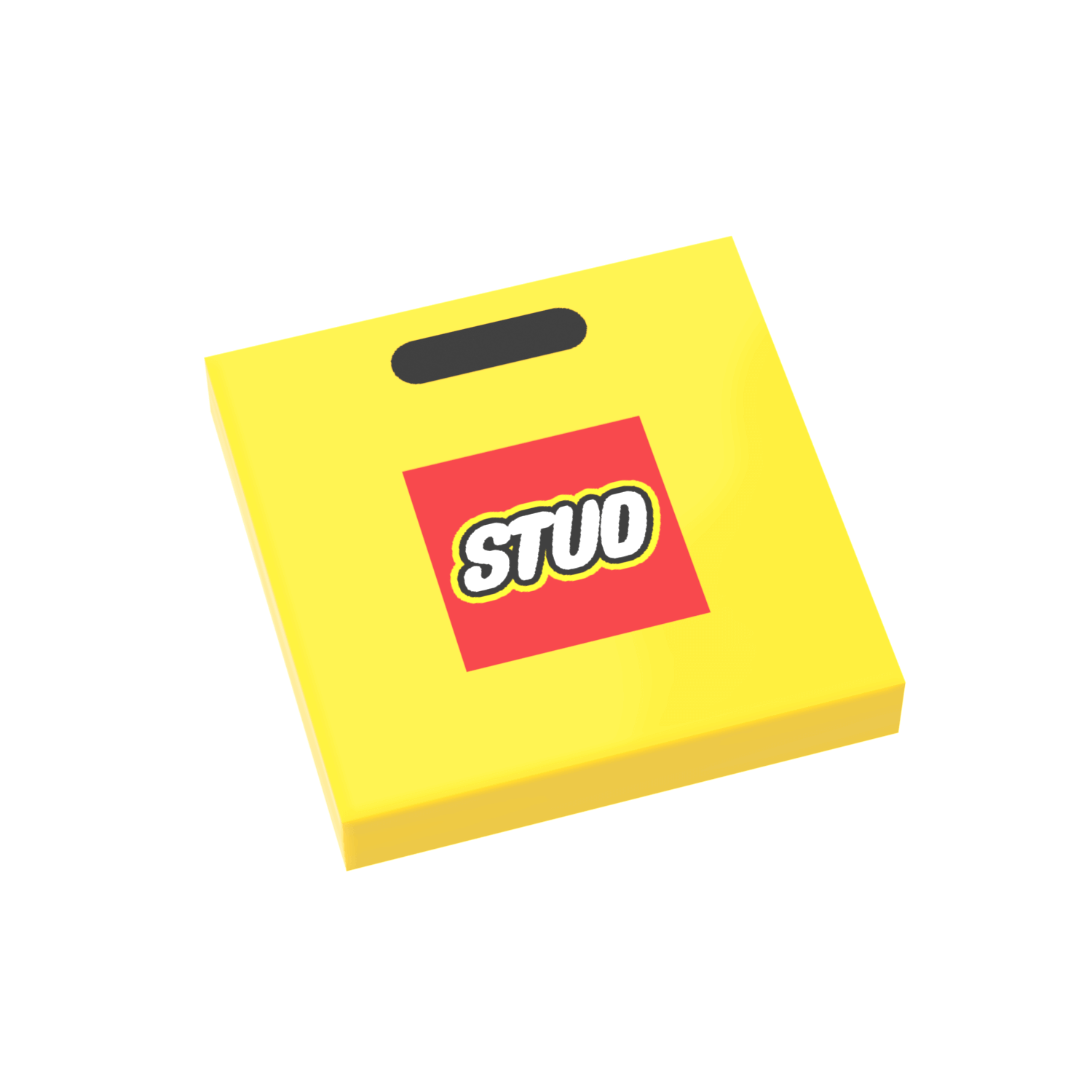 Yellow box with a red label featuring the word 'STUD' on a black background