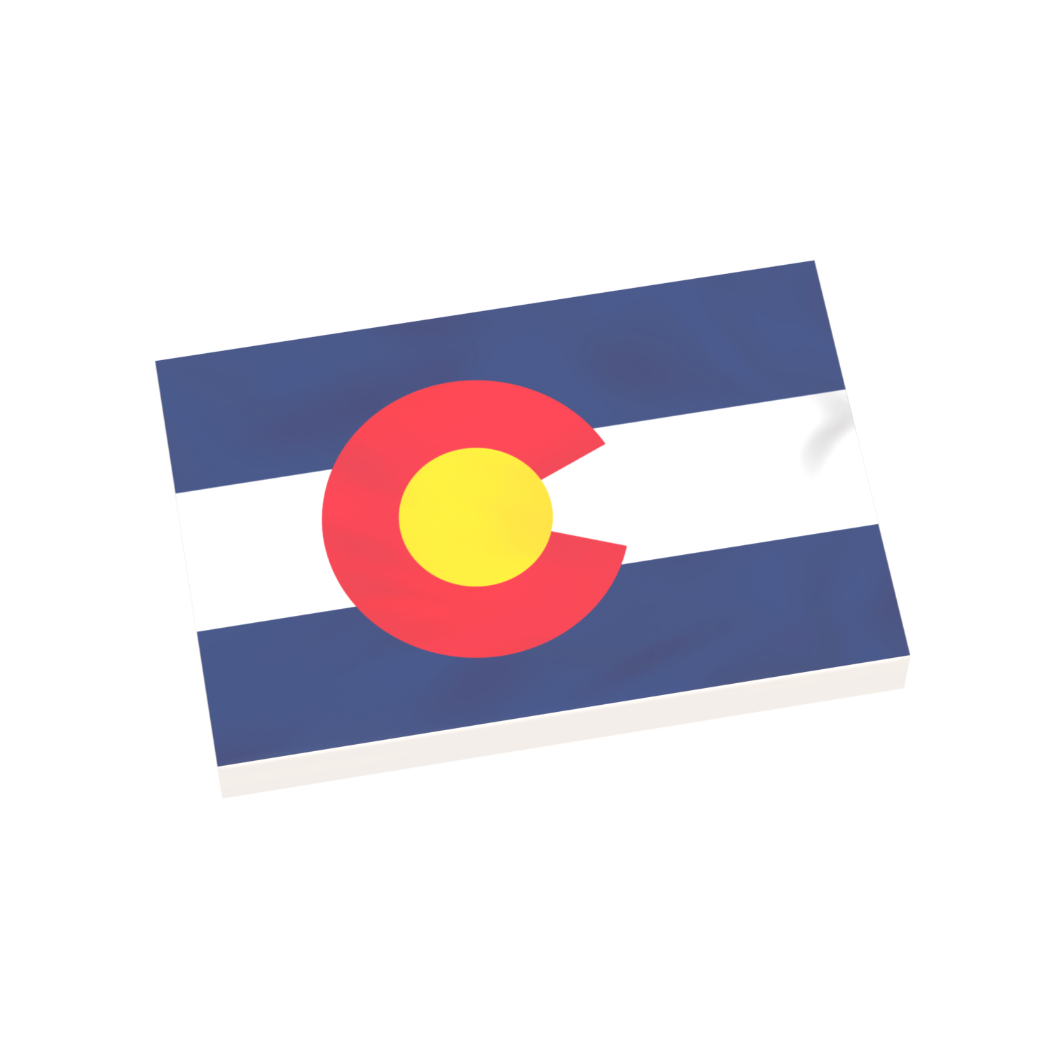 A custom printed LEGO tile featuring the Colorado state flag design.
