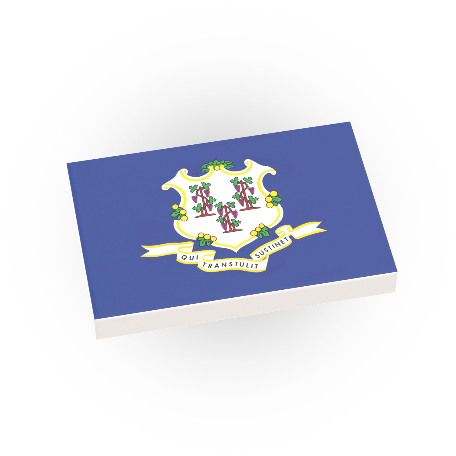 Connecticut State Flag - Minifig Scale - Custom Printed - 2x3 Tile Made using LEGO® Parts