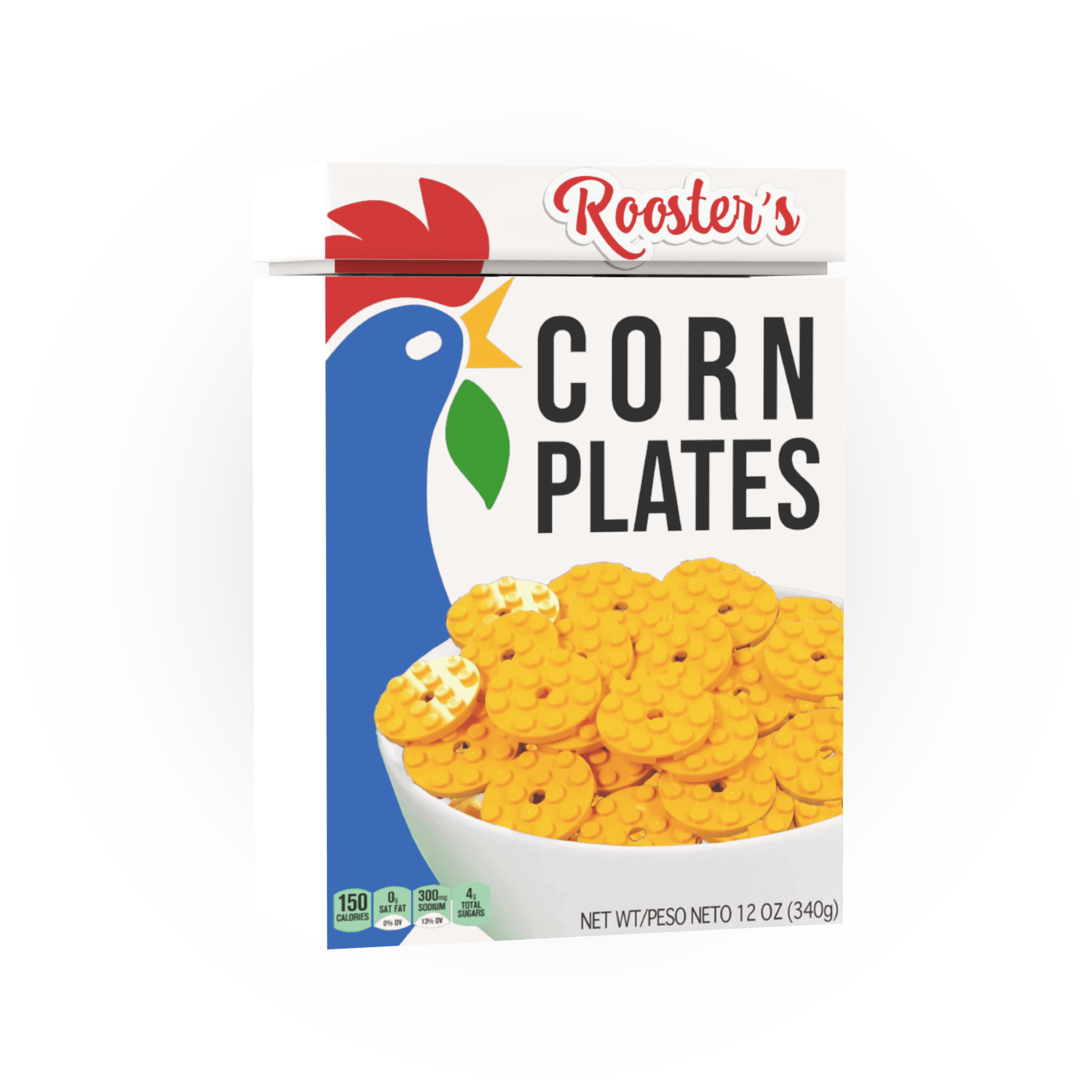 Corn Plates - Breakfast Cereal - Custom Printed 1x2x2 Brick & Tile - Made Using LEGO® Parts