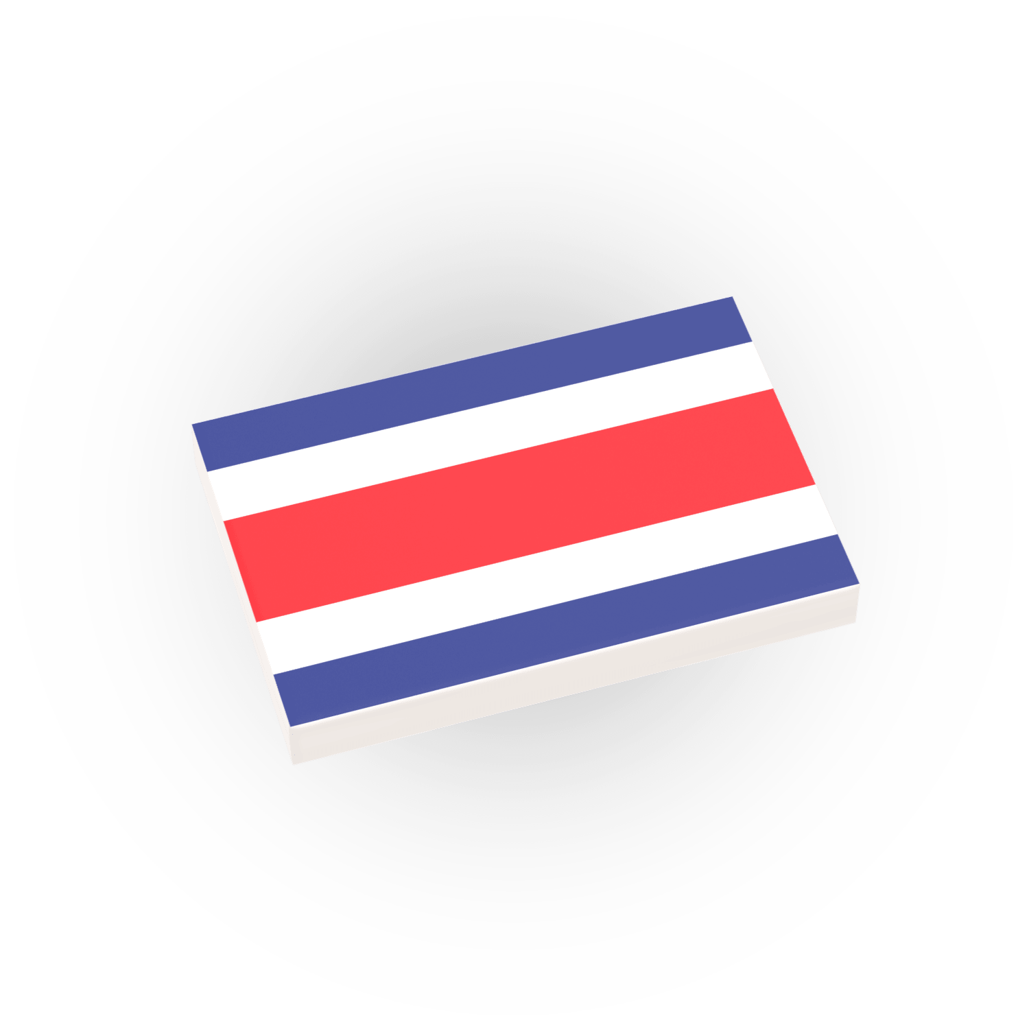 Costa Rica Country Flag printed on a LEGO tile on a white background