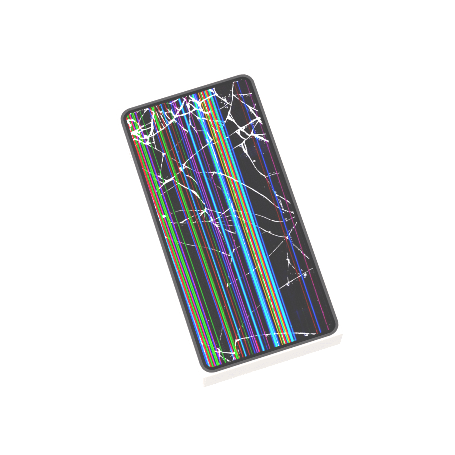 White phone with cracked screen 