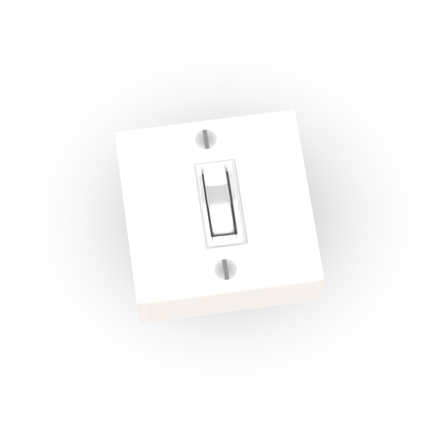 A custom printed white tile with a light switch design, resembling a standard electrical light switch.