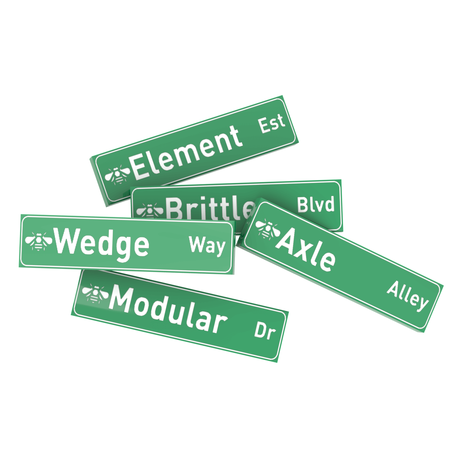 Street Signs For Your Buick Build City -  Custom Printed using LEGO® Parts - 5 Pack