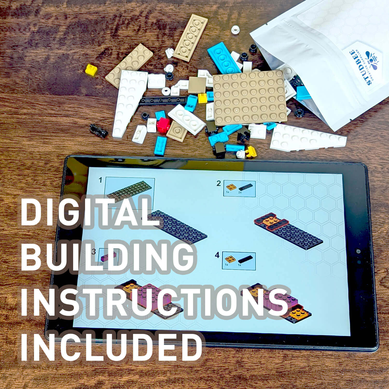 Blue Friendship Bear Brick Head - Custom Building Set - Made Using LEGO® Parts