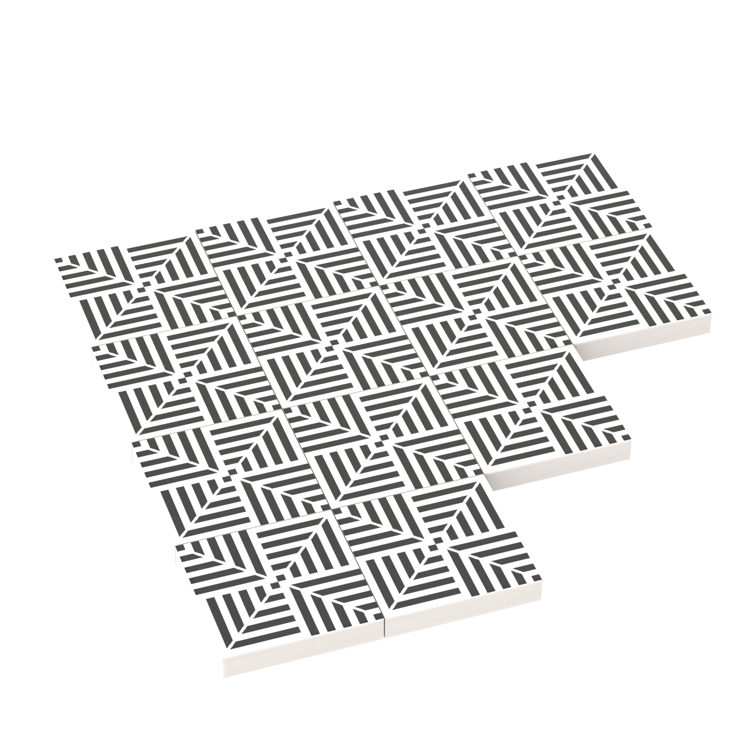 Black and White Geometric Floor Tile - Custom Printed Flooring - Made Using a LEGO® Tile