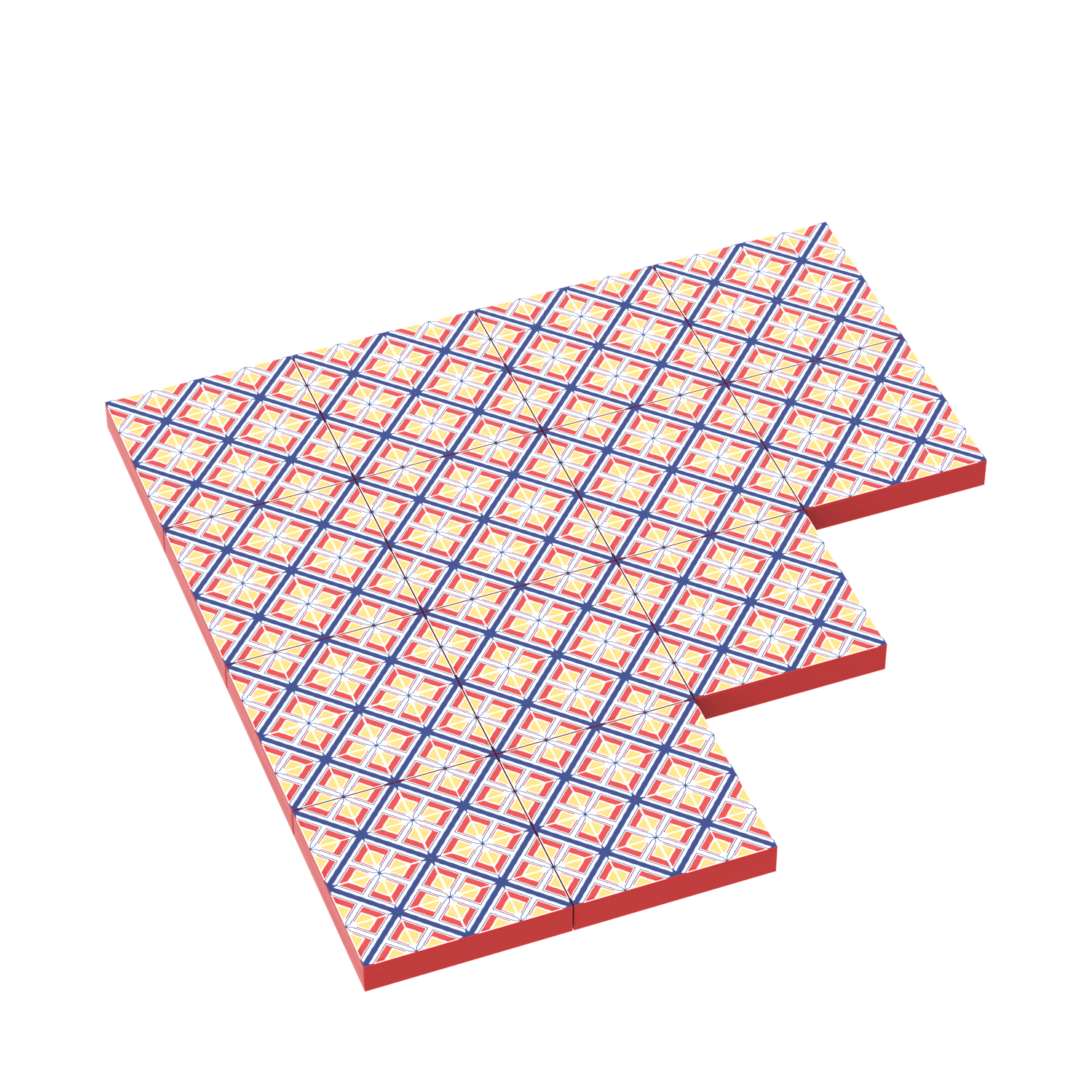 multiple tiles of a red floral Spanish style