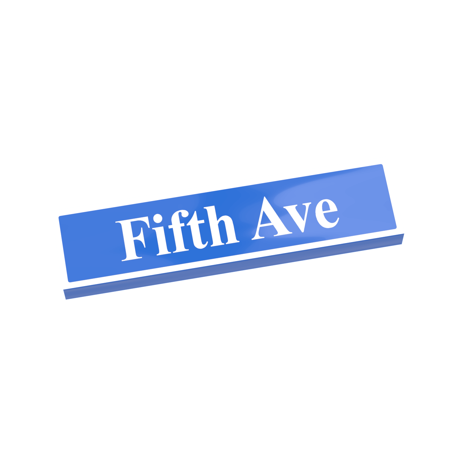 Blue fifth Avenue Street Sign with a white border printed on a LEGO tile with a white background