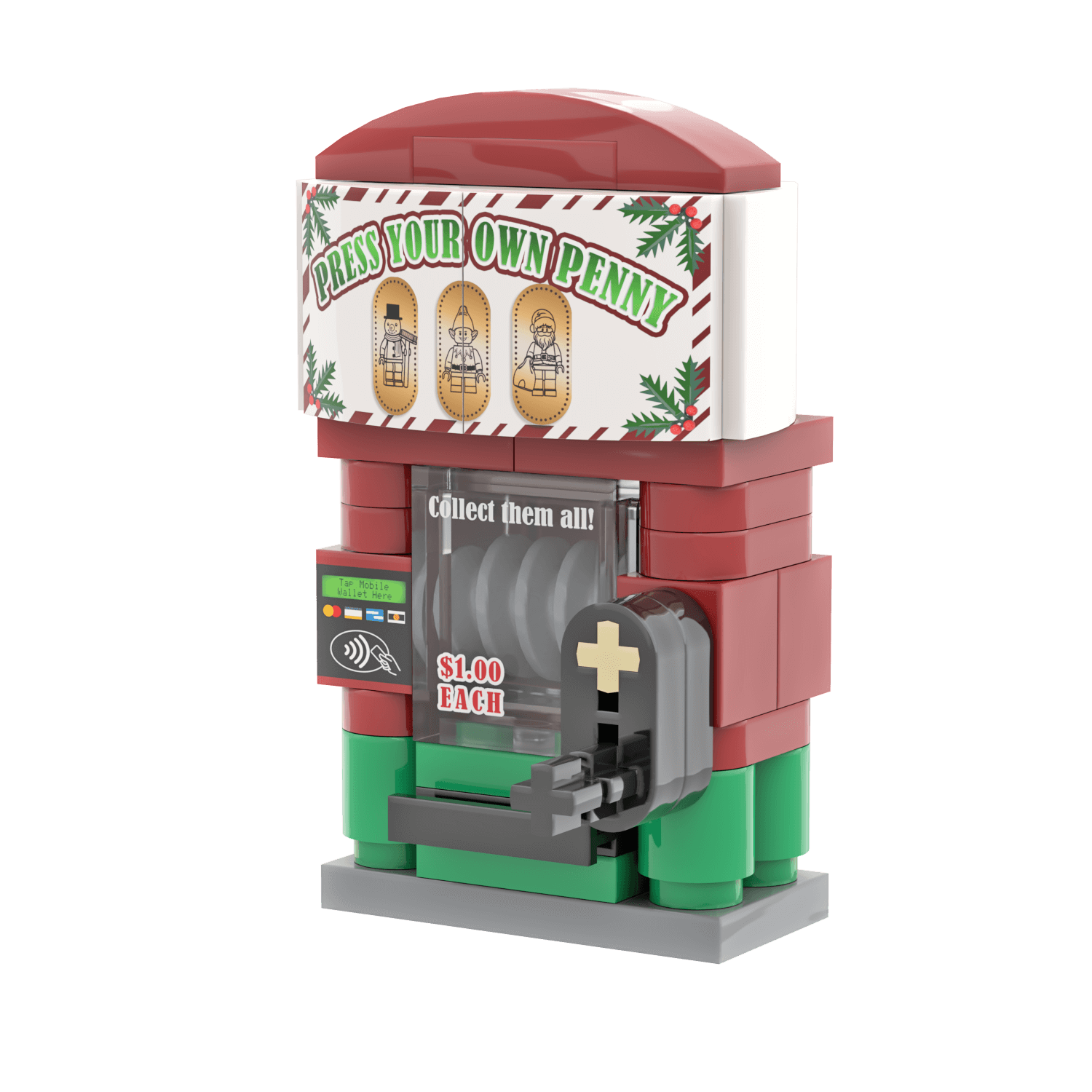 Penny Press - Christmas Themed - Custom Printed Set - Made Using LEGO® Parts
