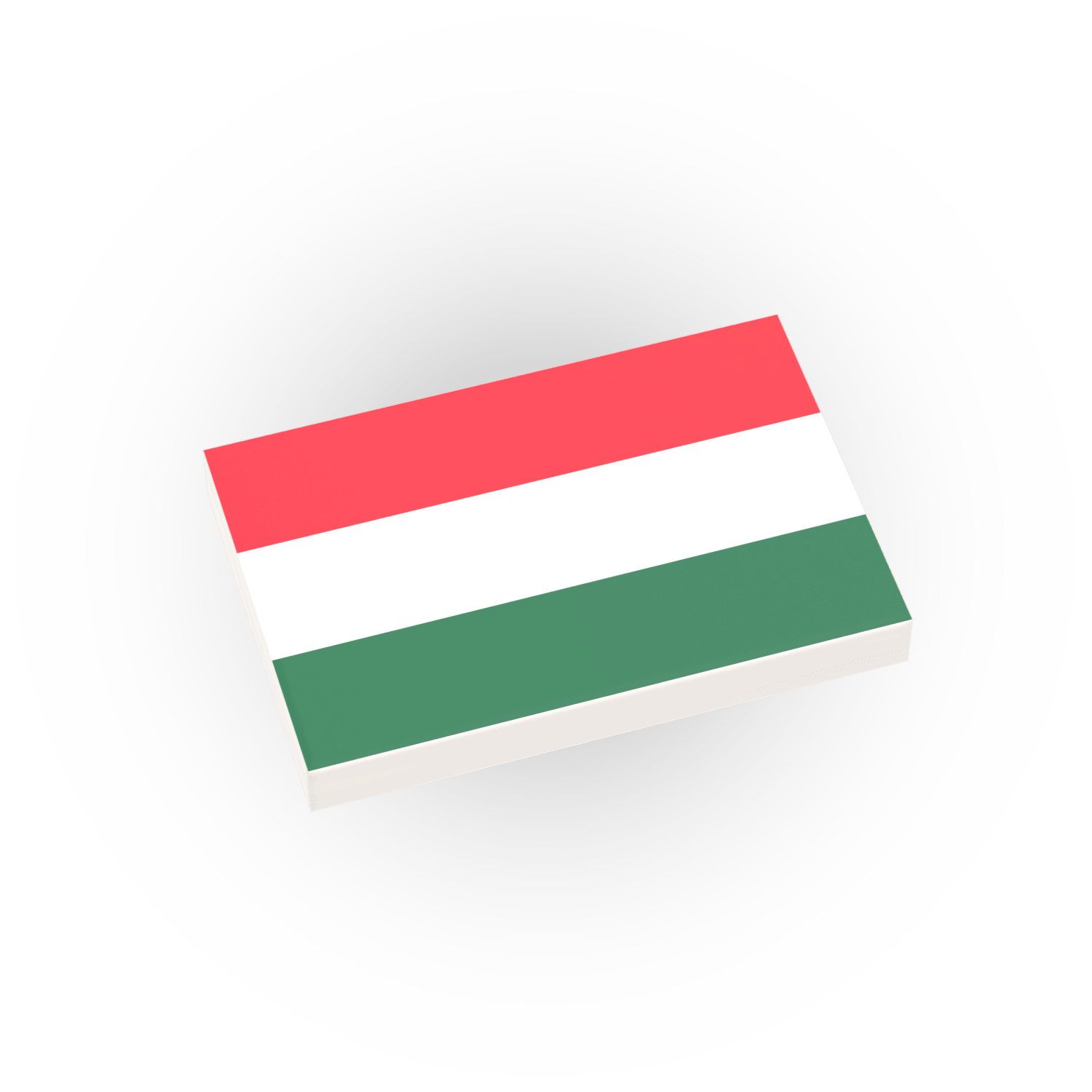 Hungary Country Flag printed on a LEGO tile on a white background