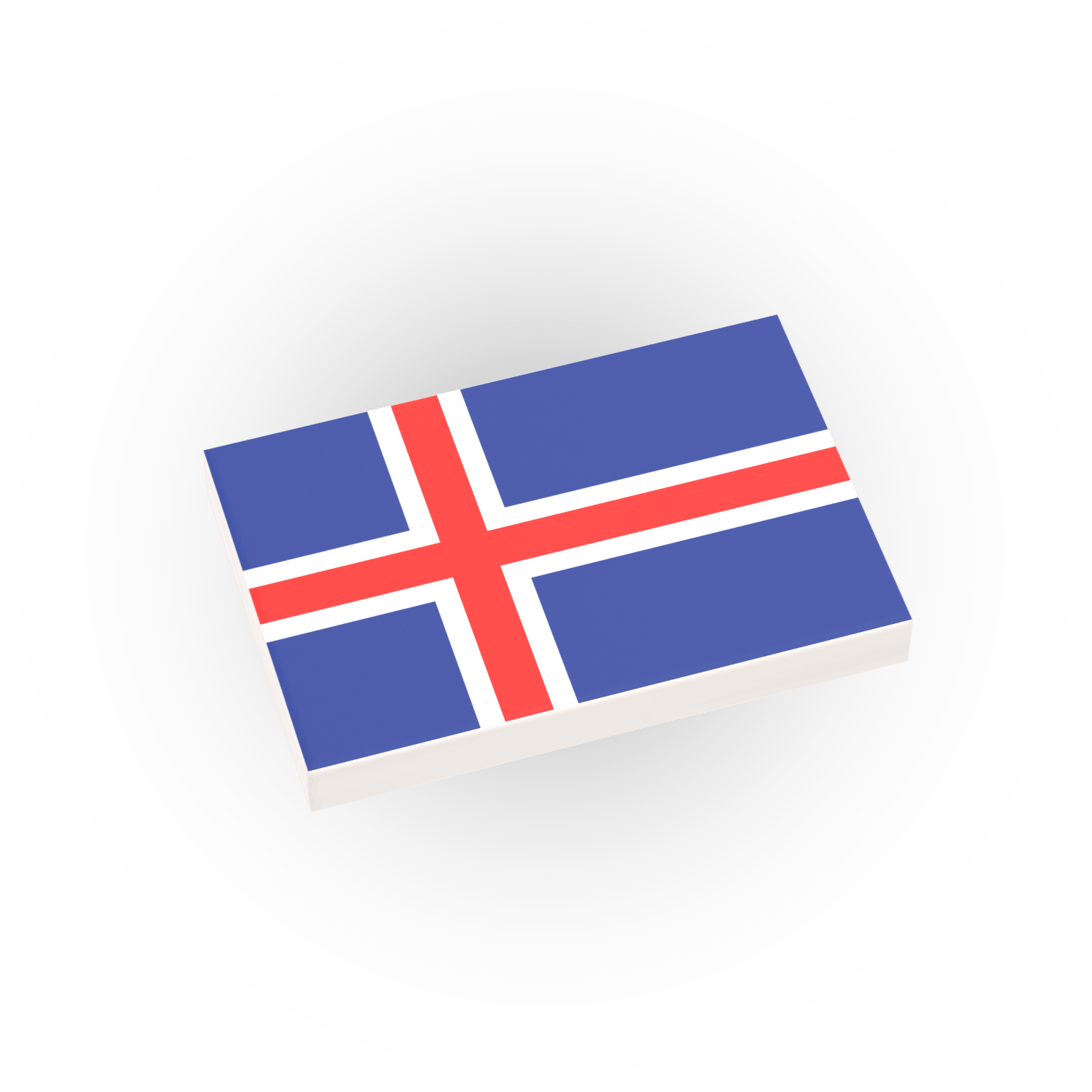 Iceland Country Flag printed on a LEGO tile on a white background