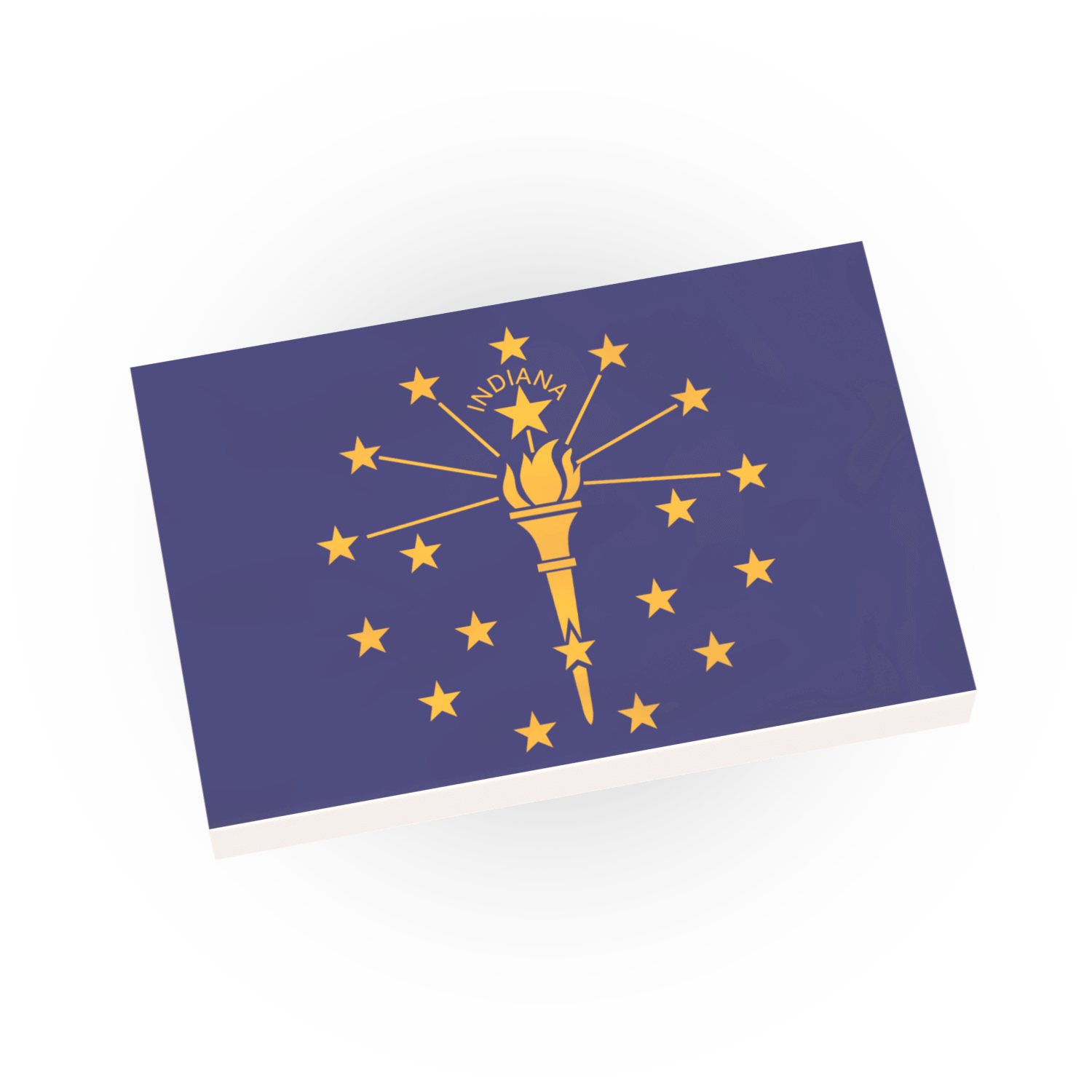 Custom printed Indiana State Flag on a new white Lego 2x3 tile