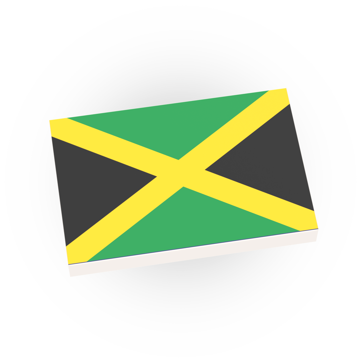 Custom printed Jamaica country flag on a white LEGO tile