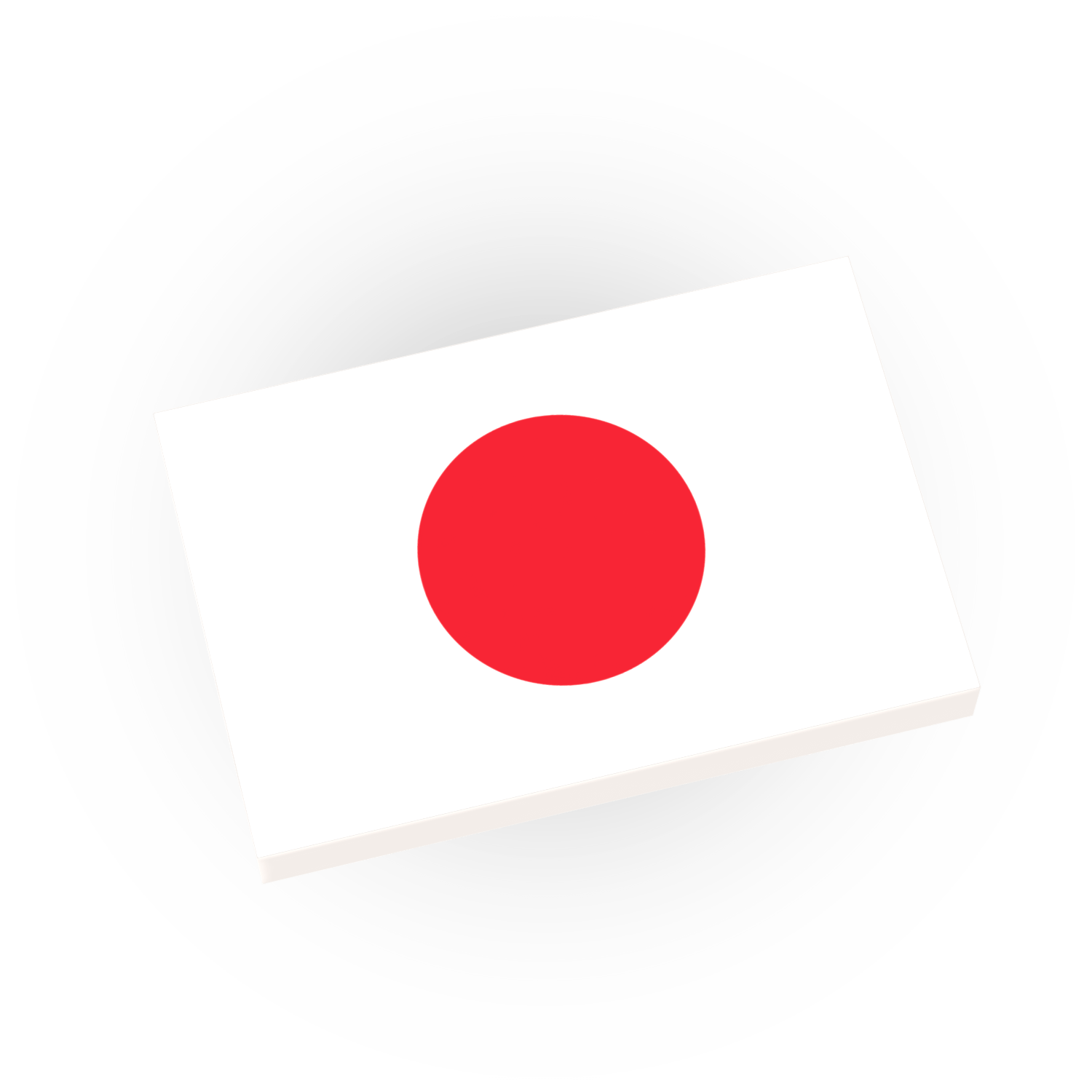 Japon country flag printed on a white Lego tile and white background