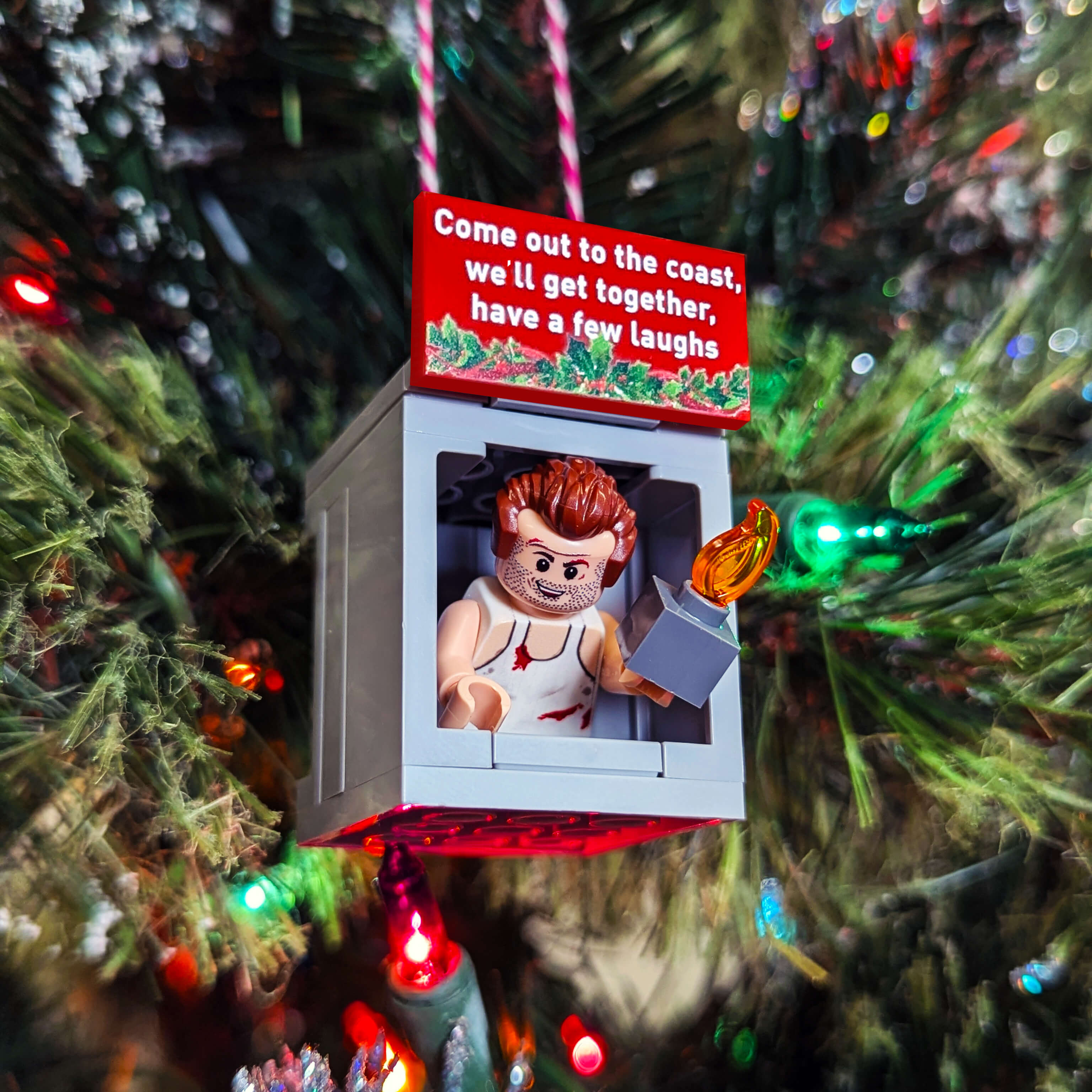 Die Hard - John McClane In Vent - Holiday Ornament - Custom Printed - Made Using LEGO® Parts