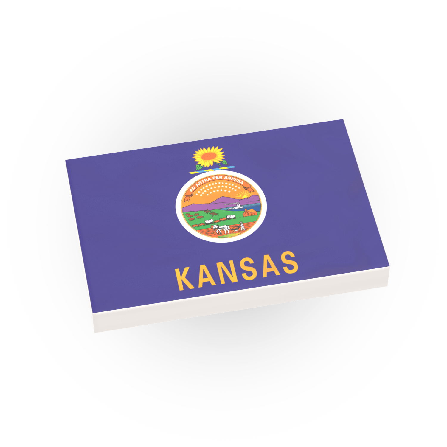 Kansas State Flag - Minifig Scale - Custom Printed - 2x3 Tile Made using a LEGO® Tile