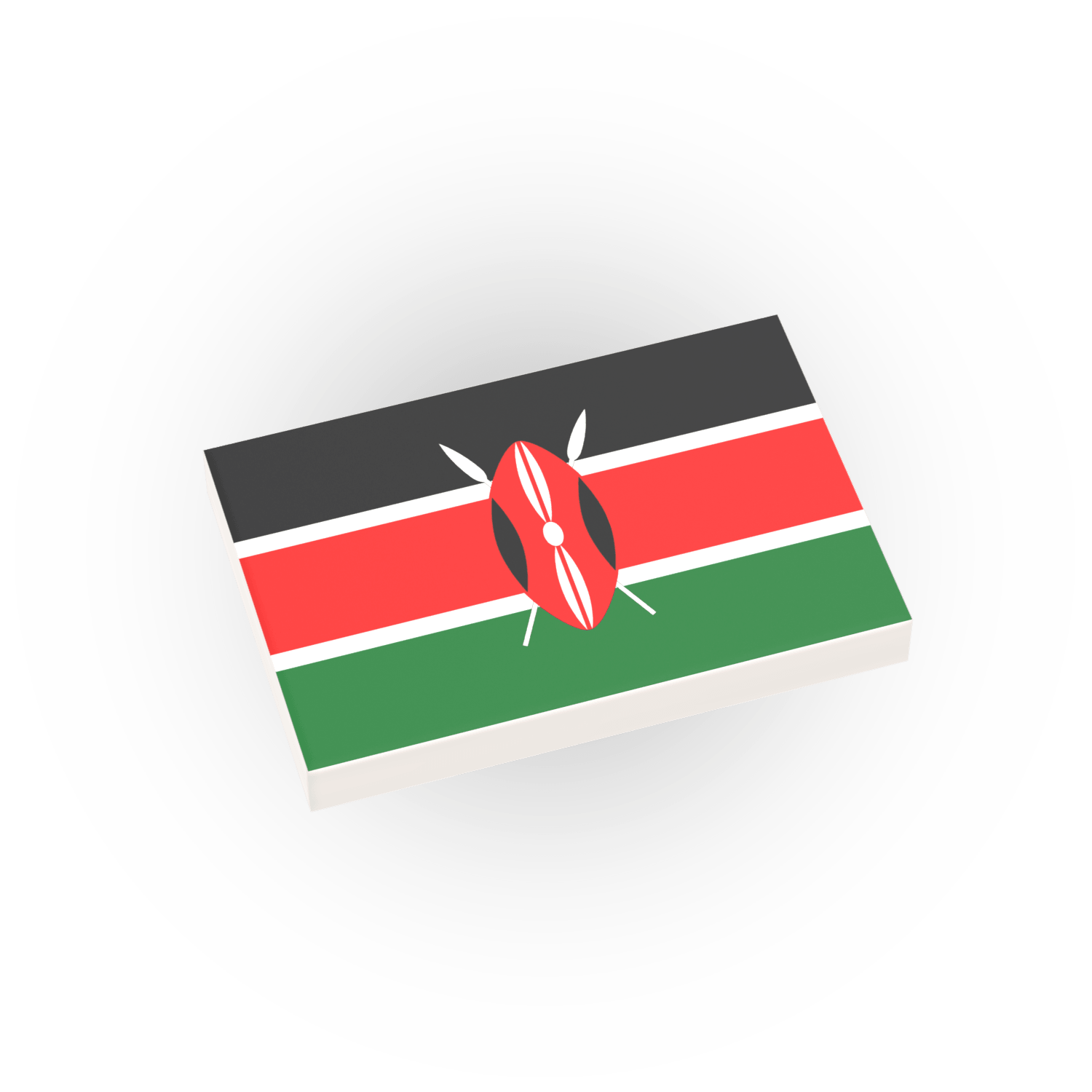 Kenya Country Flag printed on a LEGO tile on a white background