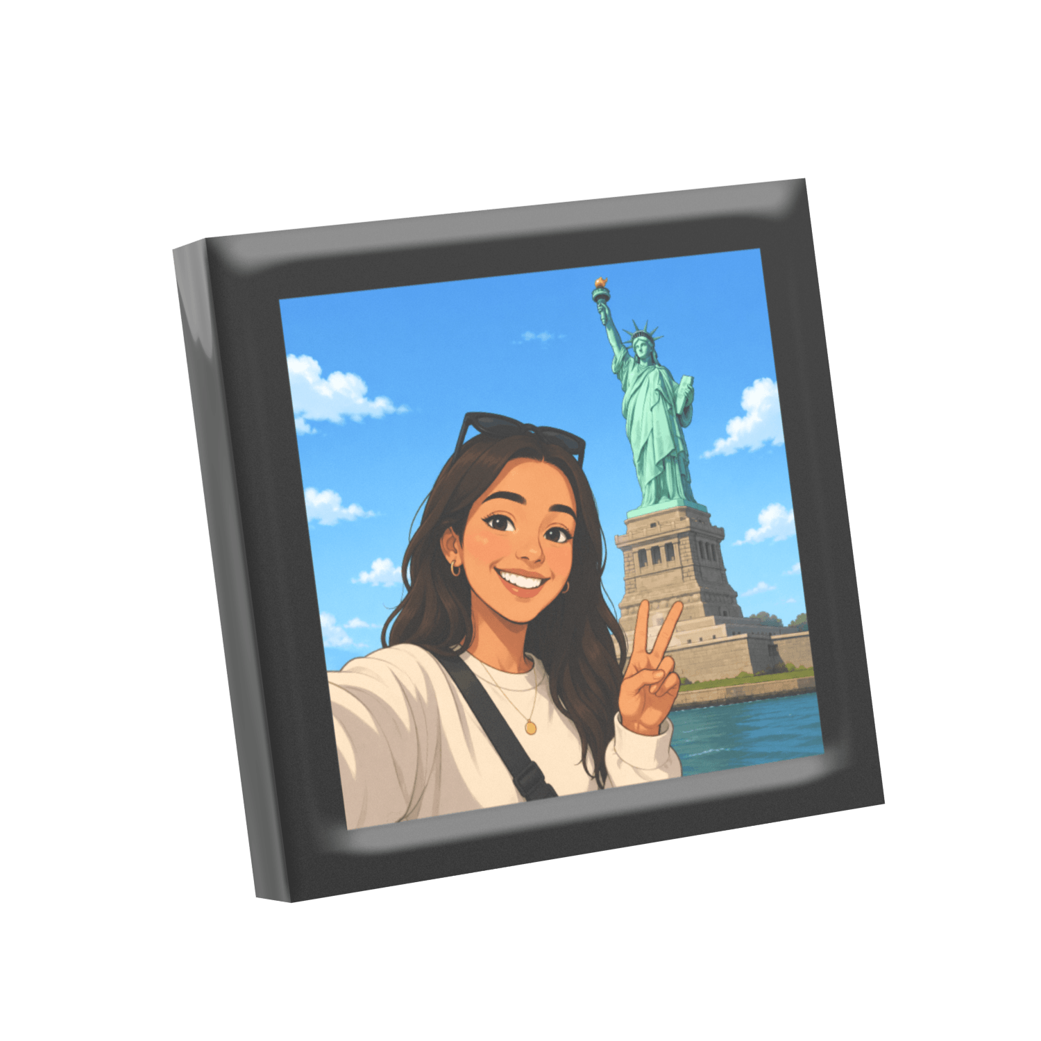 Lego-photo-frame-of-a-lady-on-vacation-in-new-york-custom-lego-photo-frame