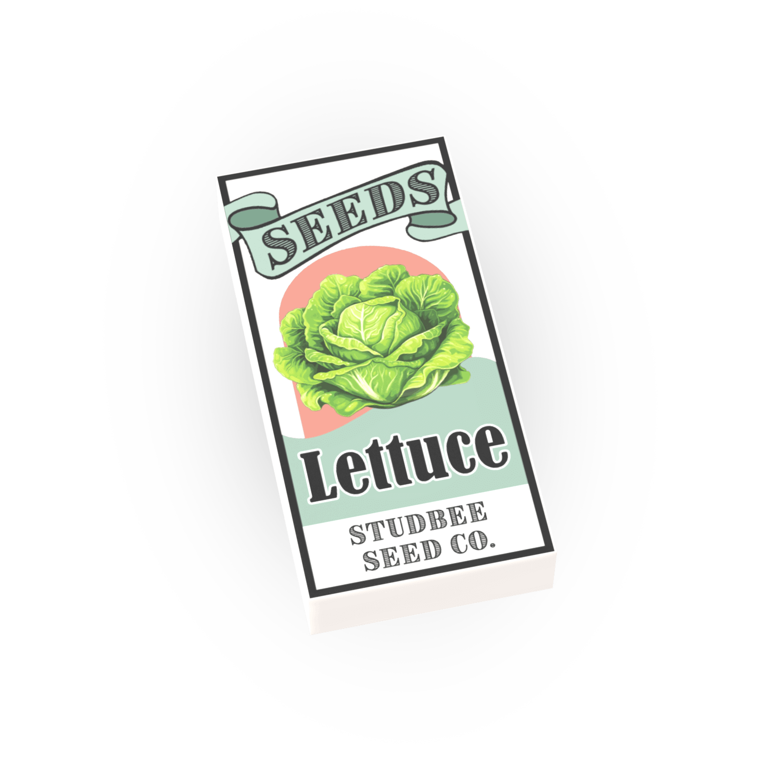 Seed packet for lettuce with 'Studbee Seed Co.' branding on a white background