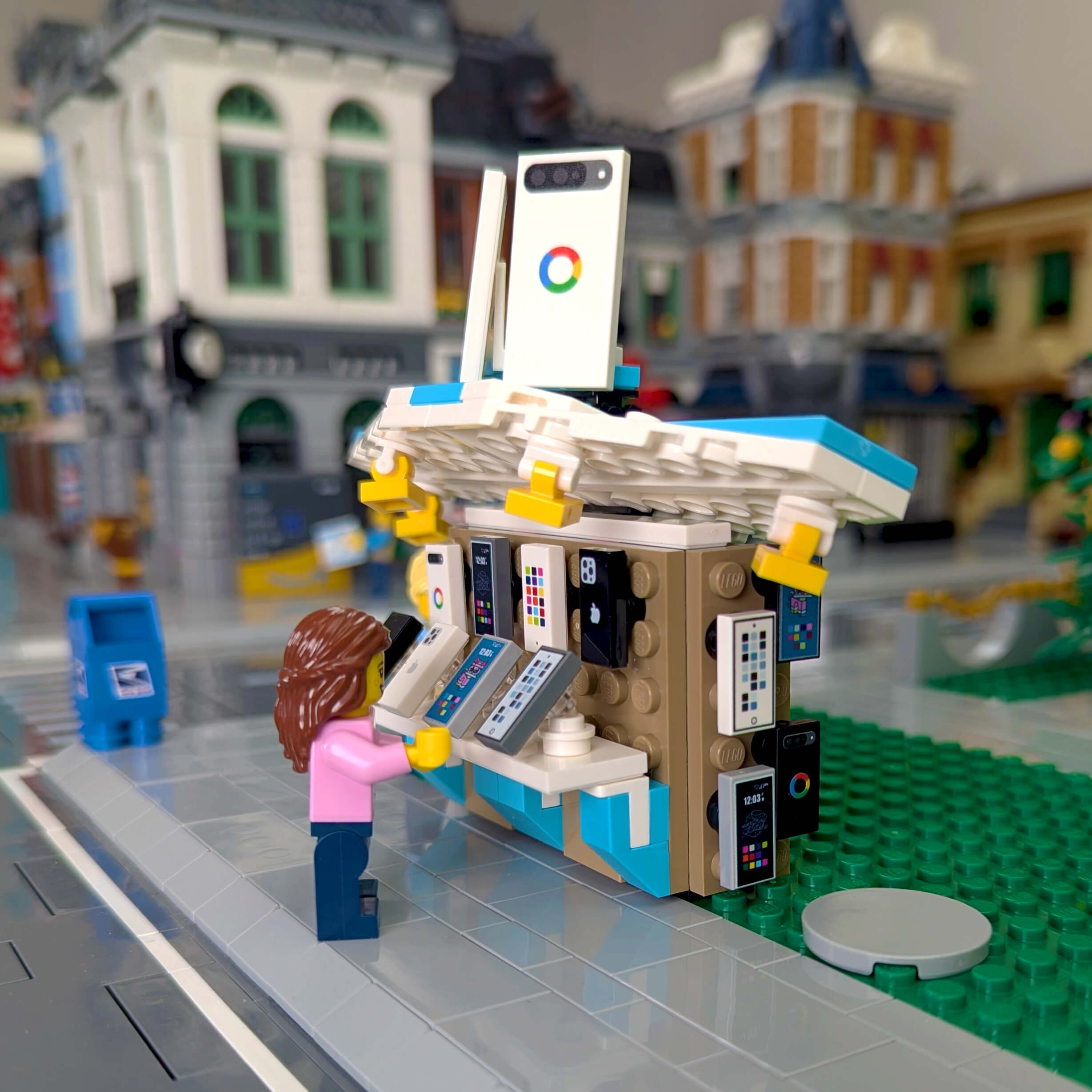 Phone Kiosk  - Market Stall - Build Kit- Custom Printed - Made Using LEGO® Parts