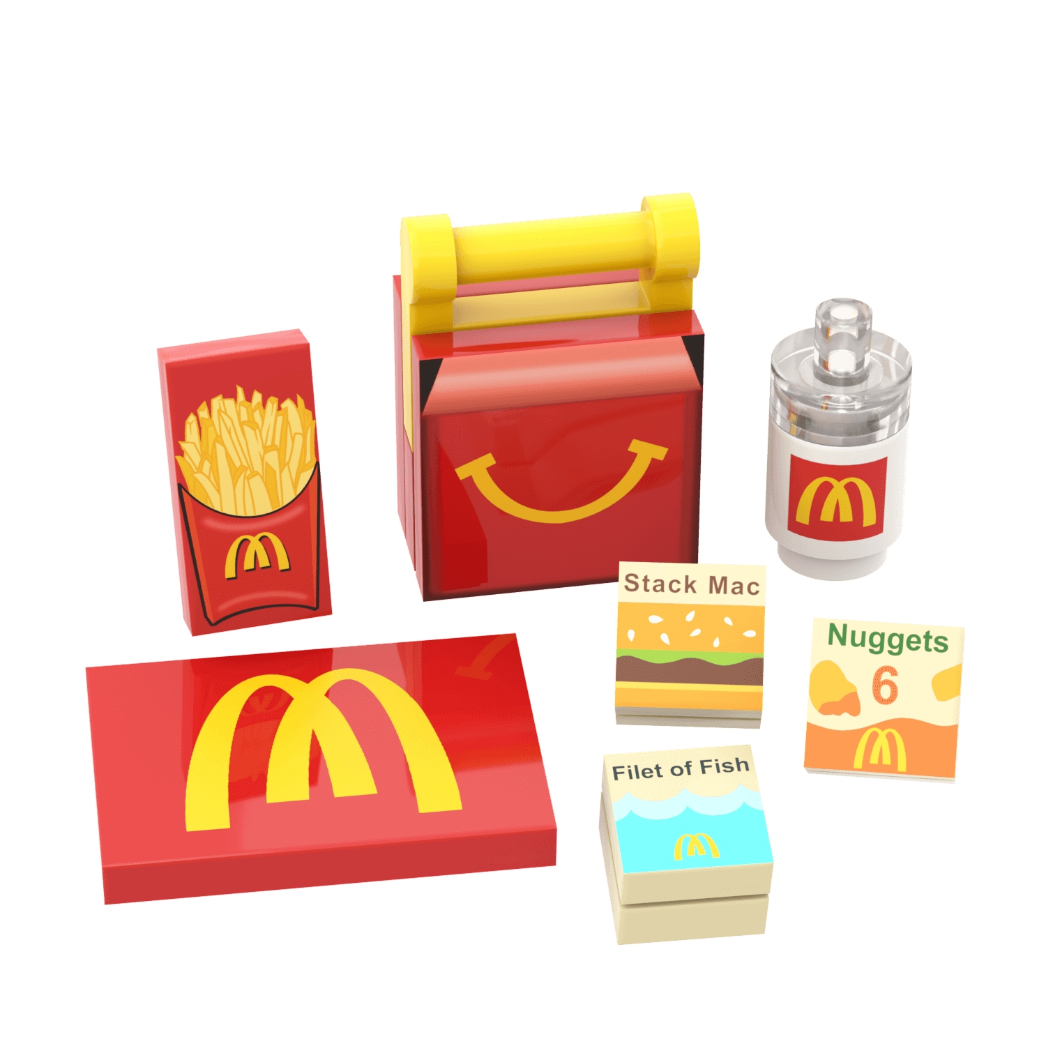 McBrick's Food & Drink Pack - (7 Item Pack) - Custom Printed - Made using LEGO® Parts