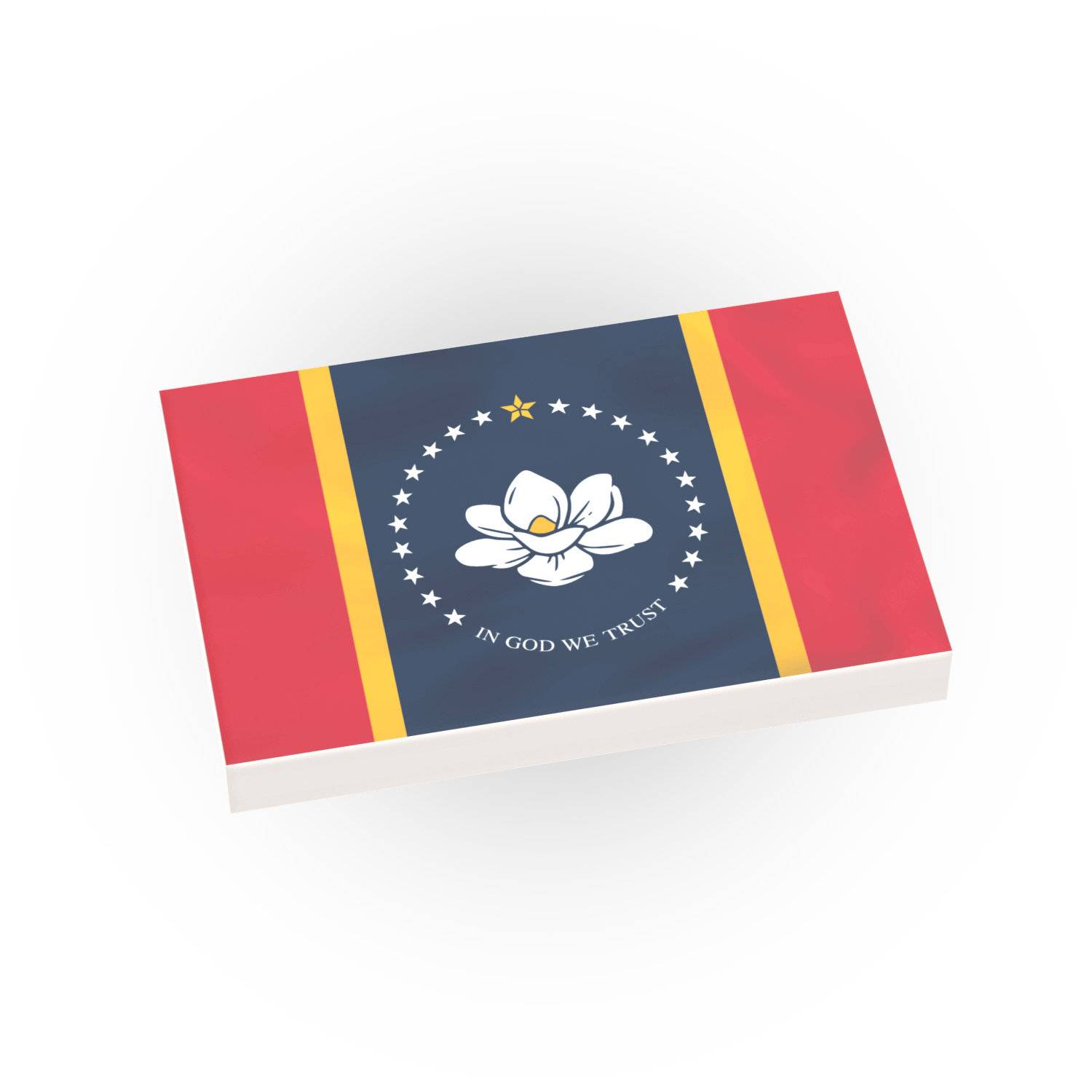Mississippi state flag custom printed on a white lego tile