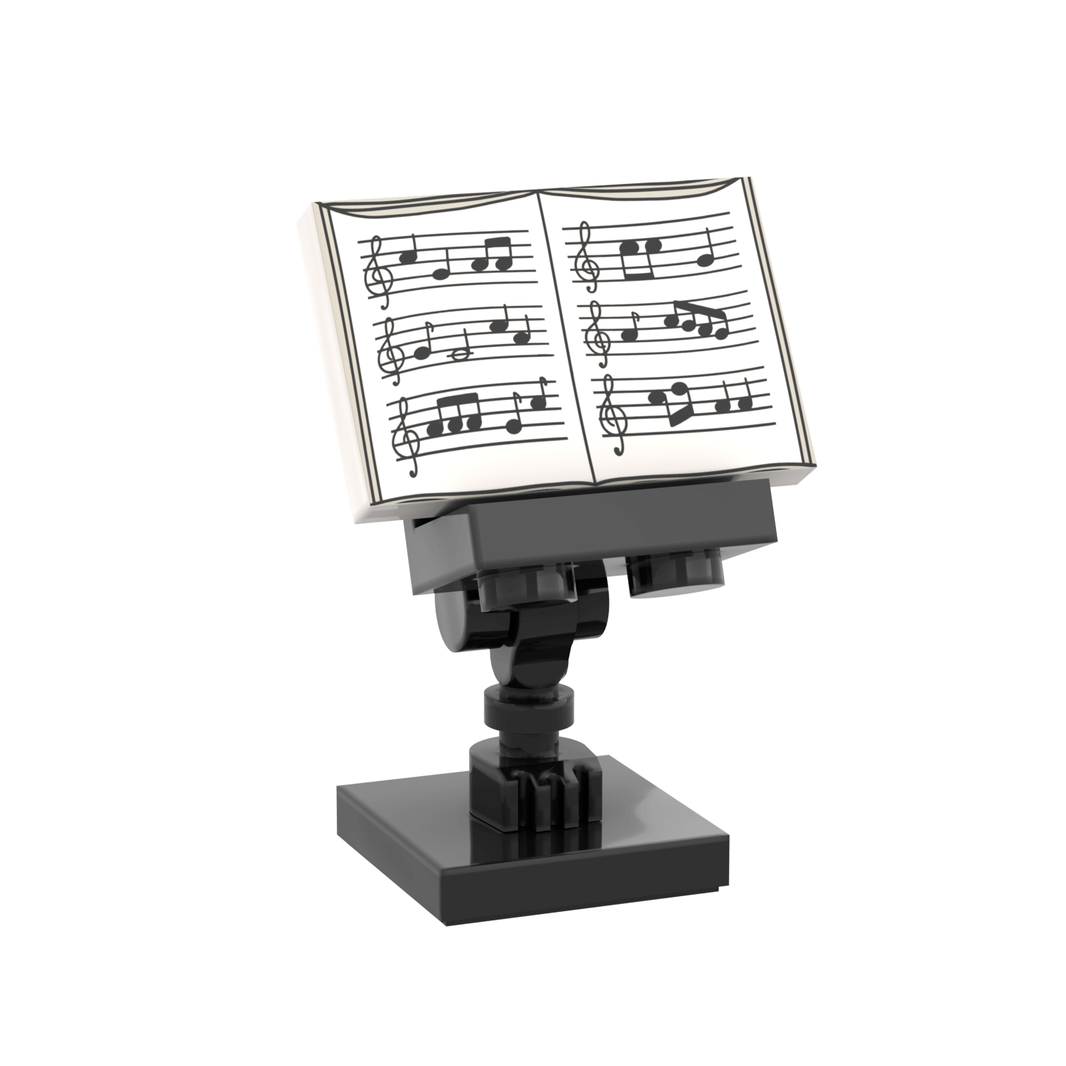 music stand and sheet music made out of lego custom printed  sheet music