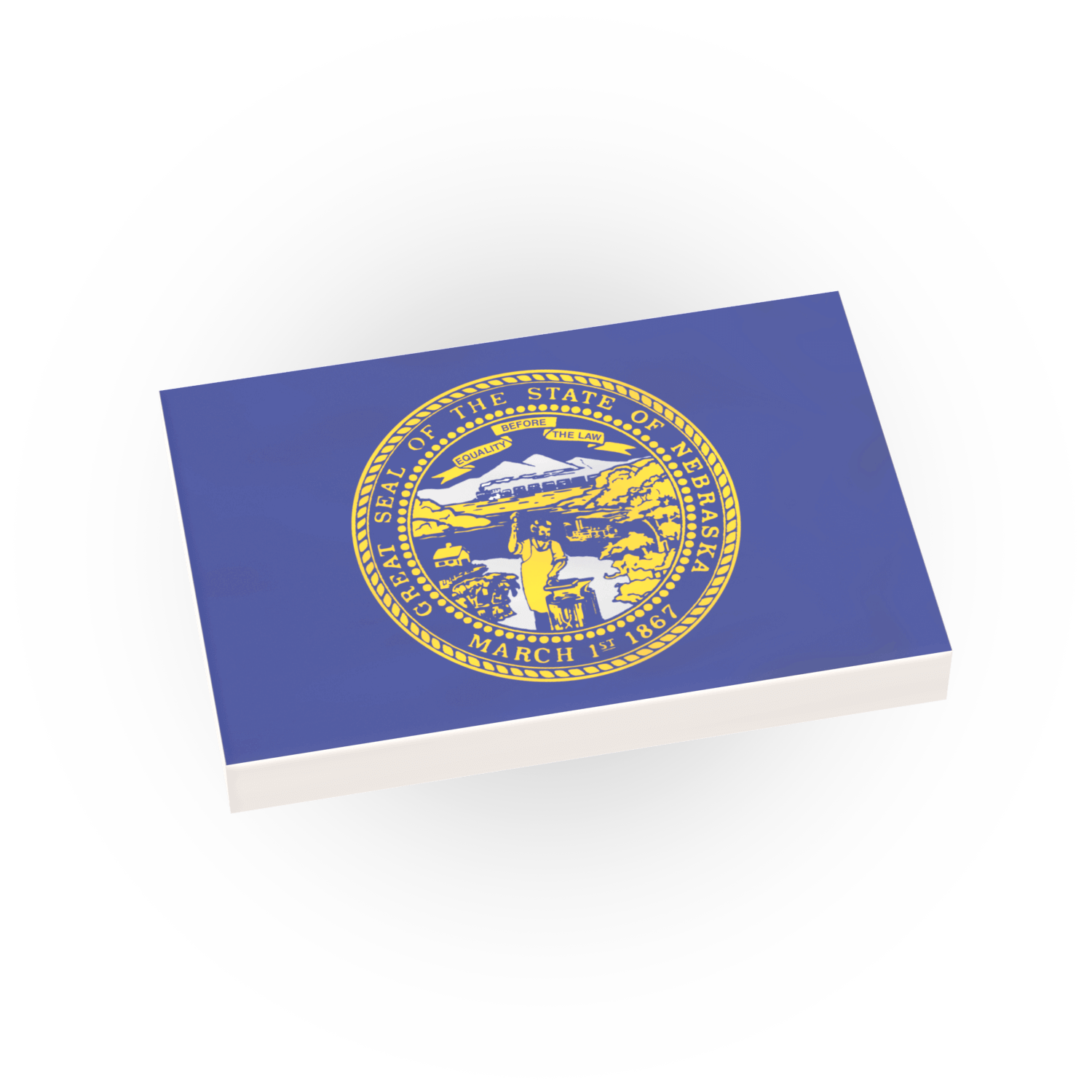 Nebraska State Flag - Minifig Scale - Custom Printed - 2x3 Tile Made using LEGO® Parts