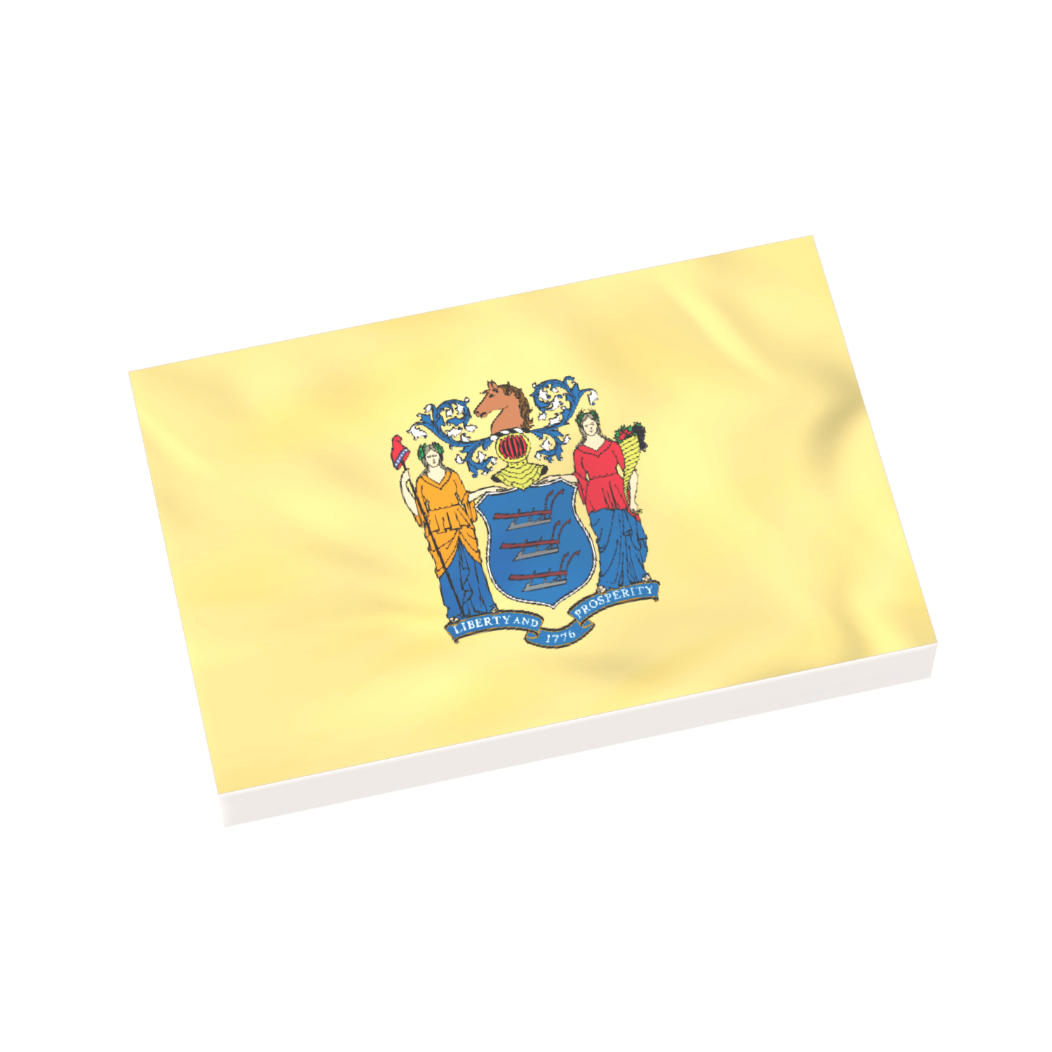 New Jersey Flag with a coat of arms on a yellow background