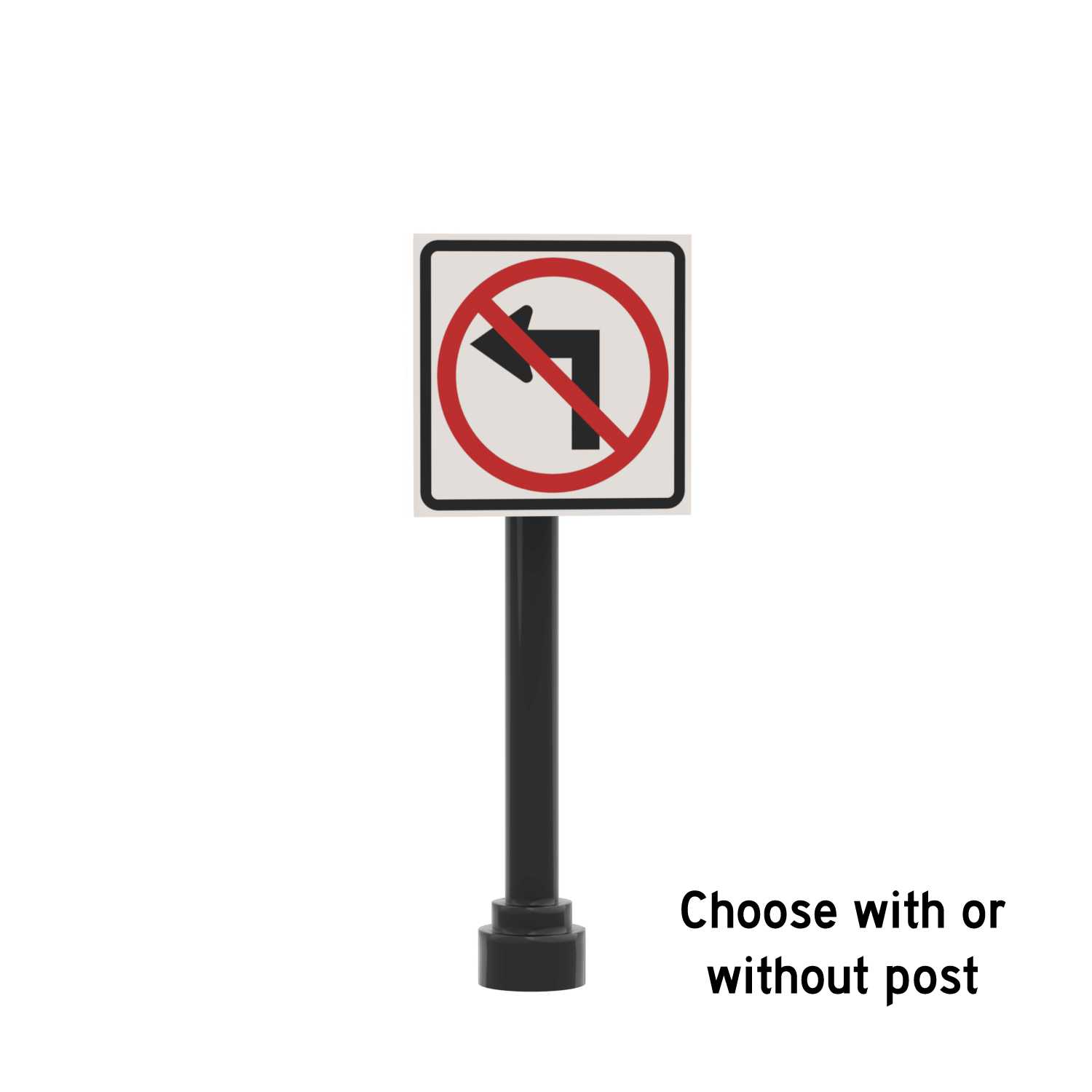 No Left Turn Sign - Custom Printed 2x2 Tile - Made Using LEGO® Parts