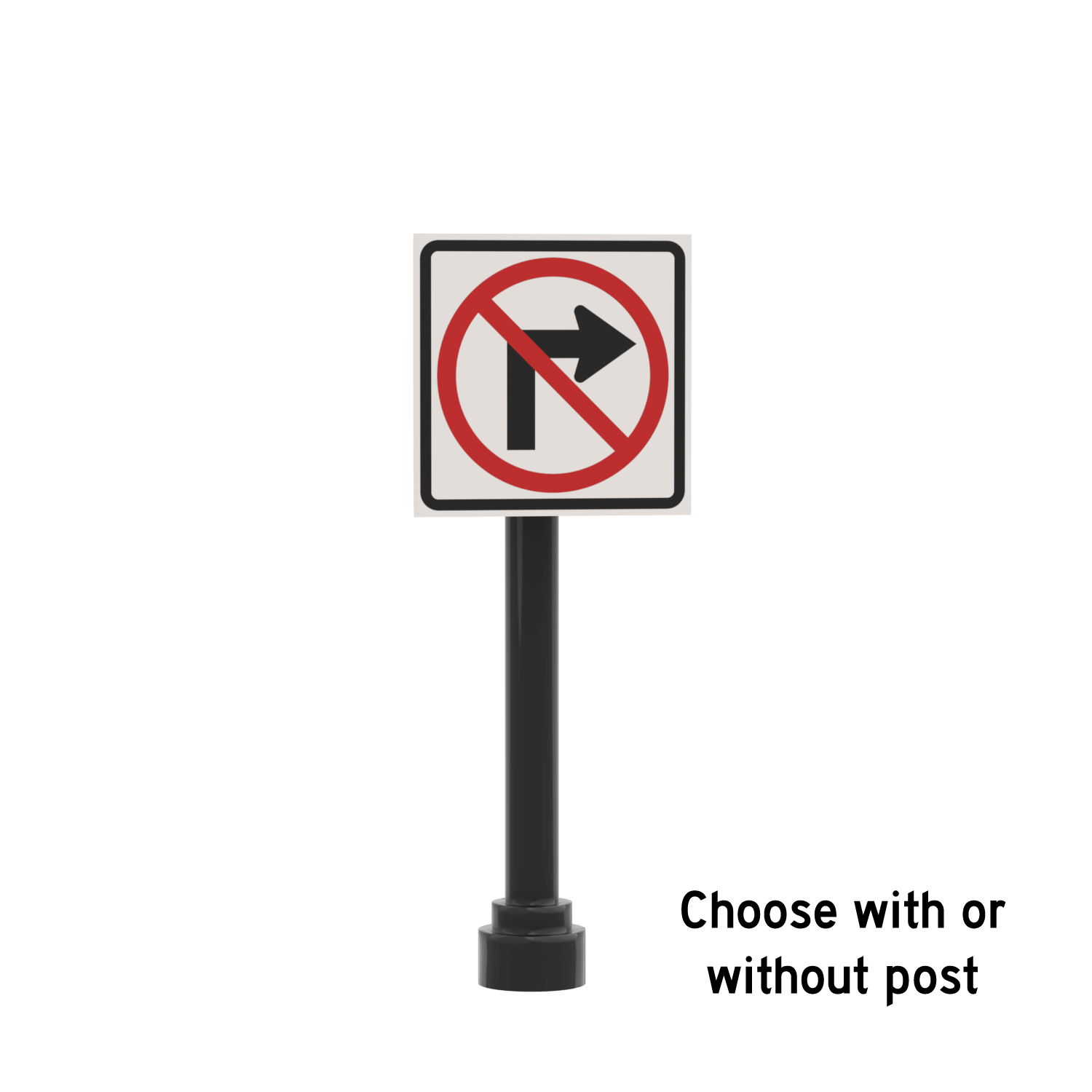 No Right Turn Sign - Custom Printed 2x2 Tile - Made Using LEGO® Parts