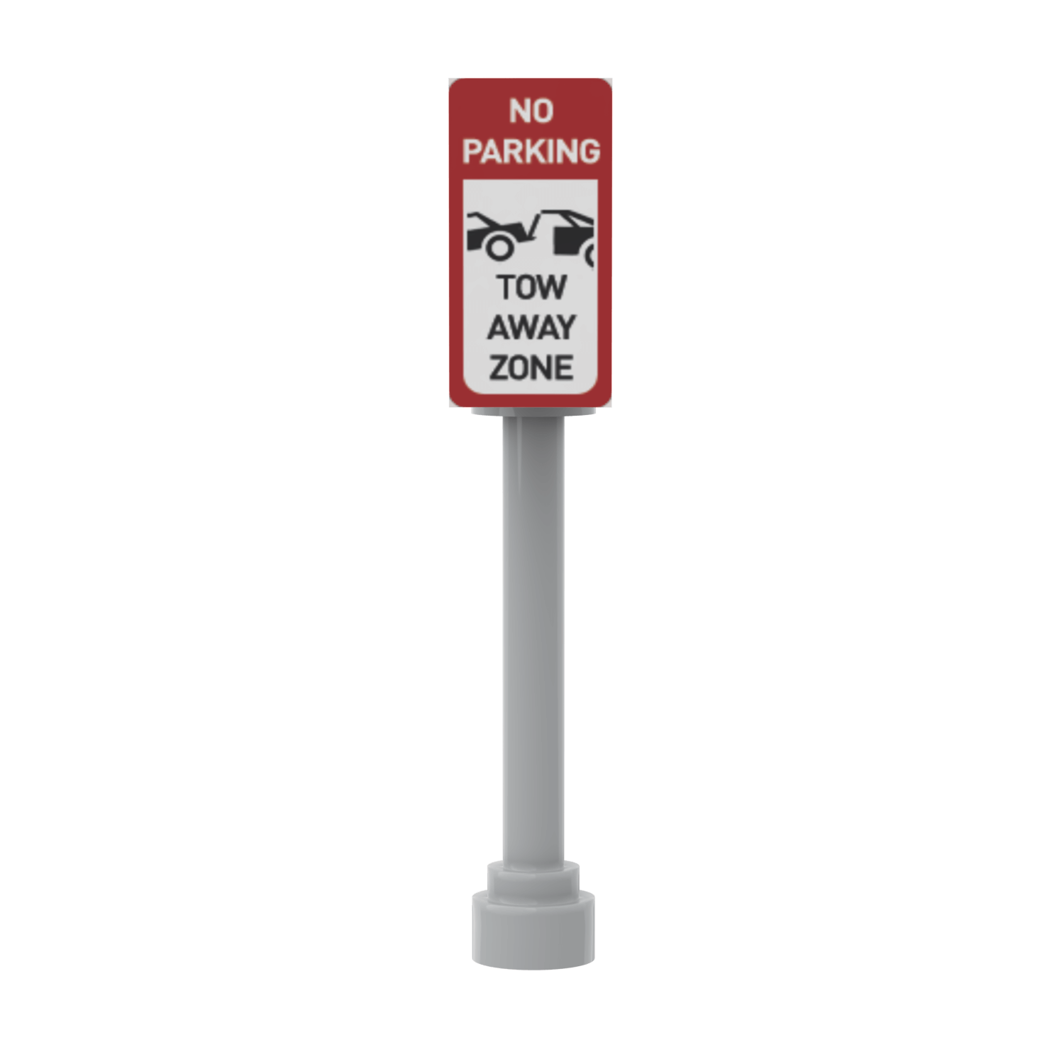 Model of a no parking sign on a white background